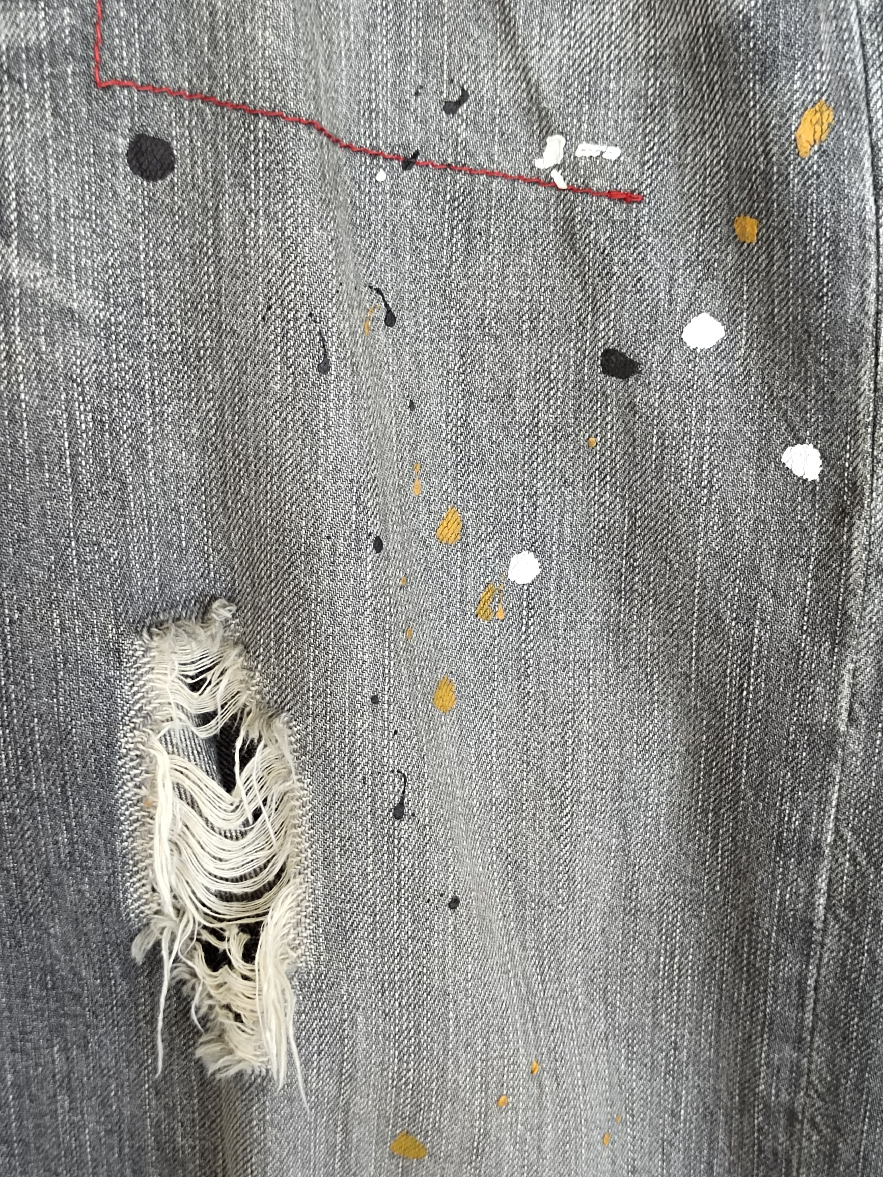 Hysteric Glamour Vintage RATTLE TRAP Painted Splash Distressed Denim Jeans Size US 34 / EU 50 - 6 Thumbnail