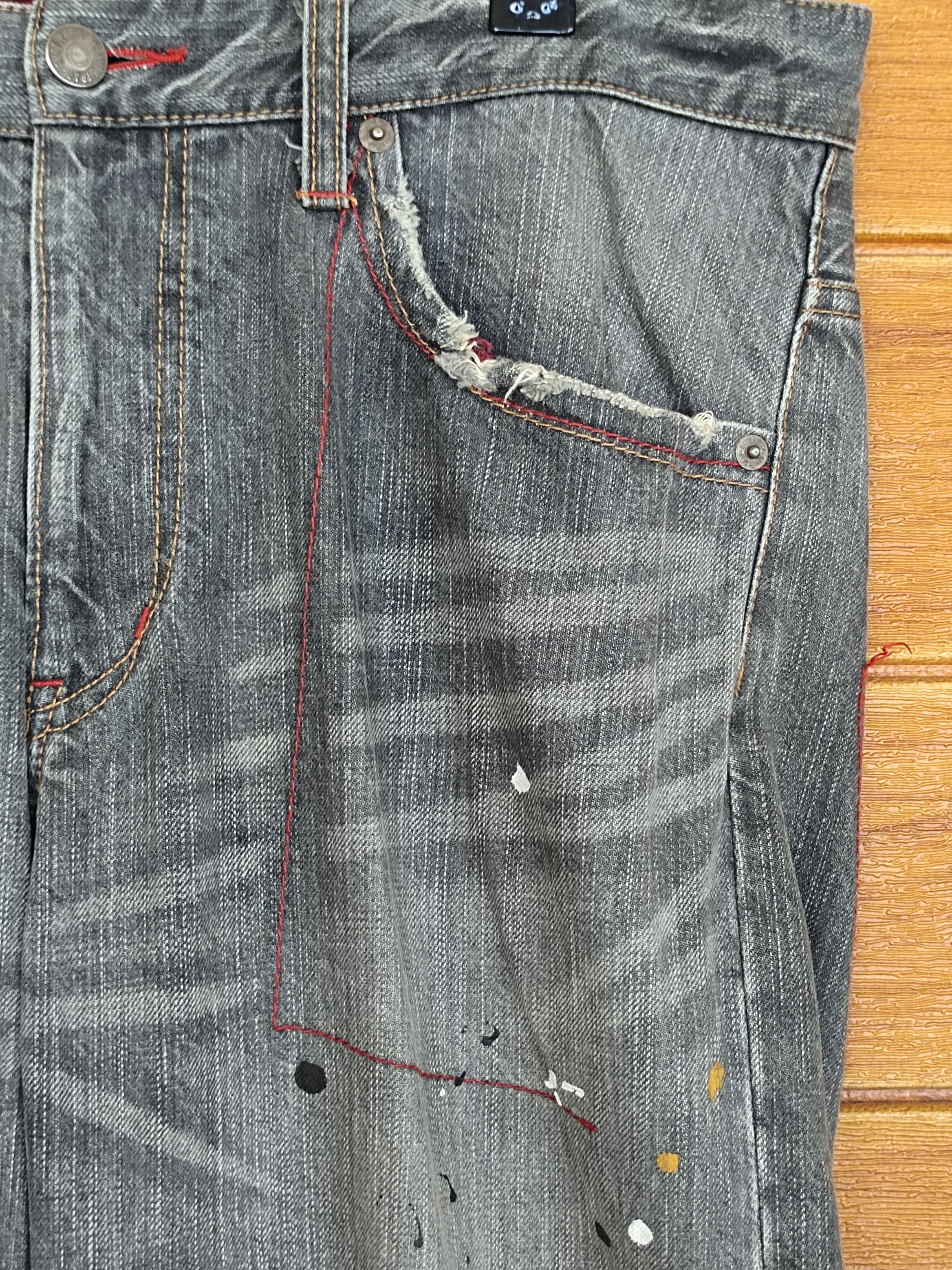 Hysteric Glamour Vintage RATTLE TRAP Painted Splash Distressed Denim Jeans Size US 34 / EU 50 - 4 Thumbnail