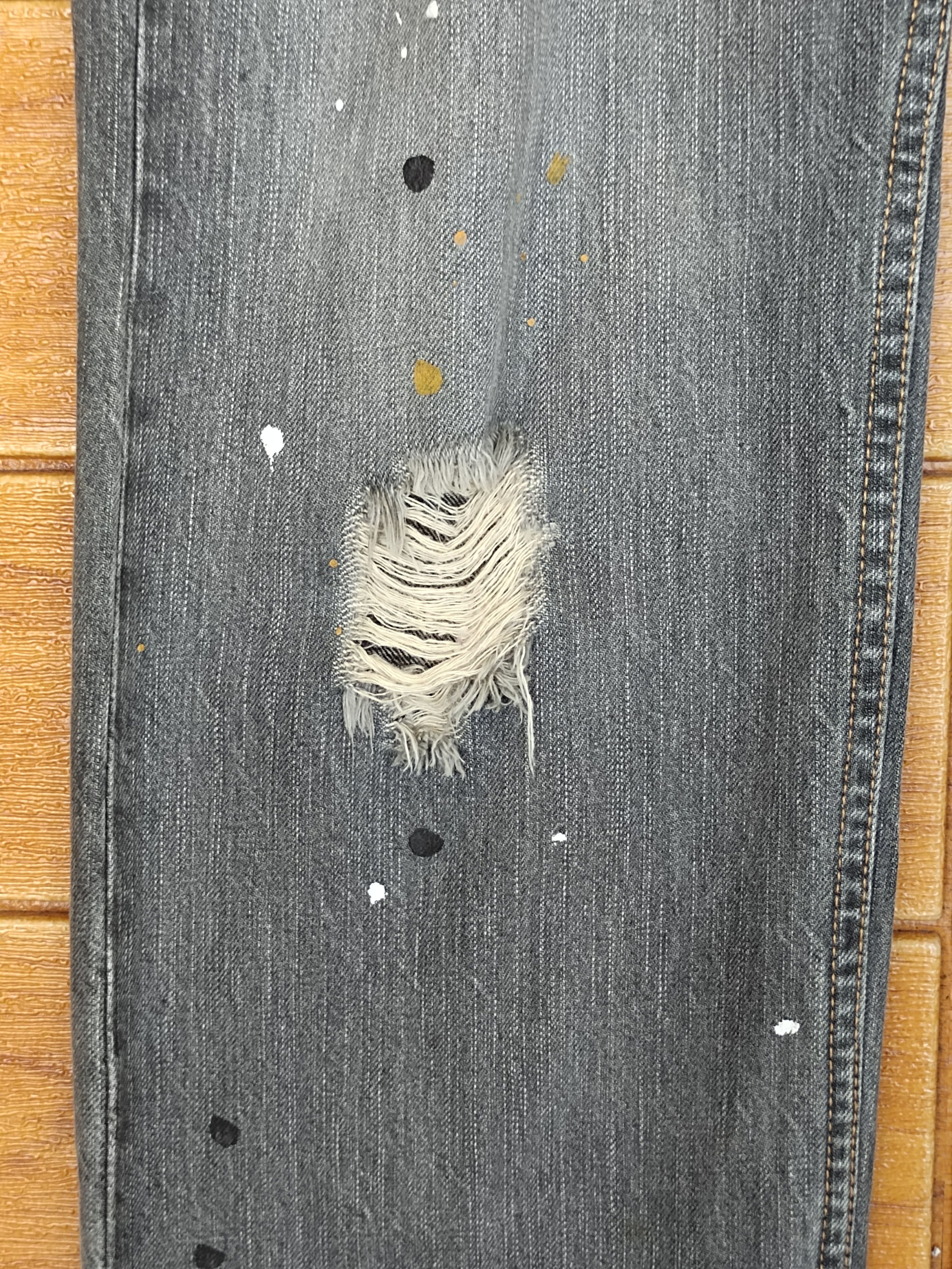 Hysteric Glamour Vintage RATTLE TRAP Painted Splash Distressed Denim Jeans Size US 34 / EU 50 - 13 Thumbnail