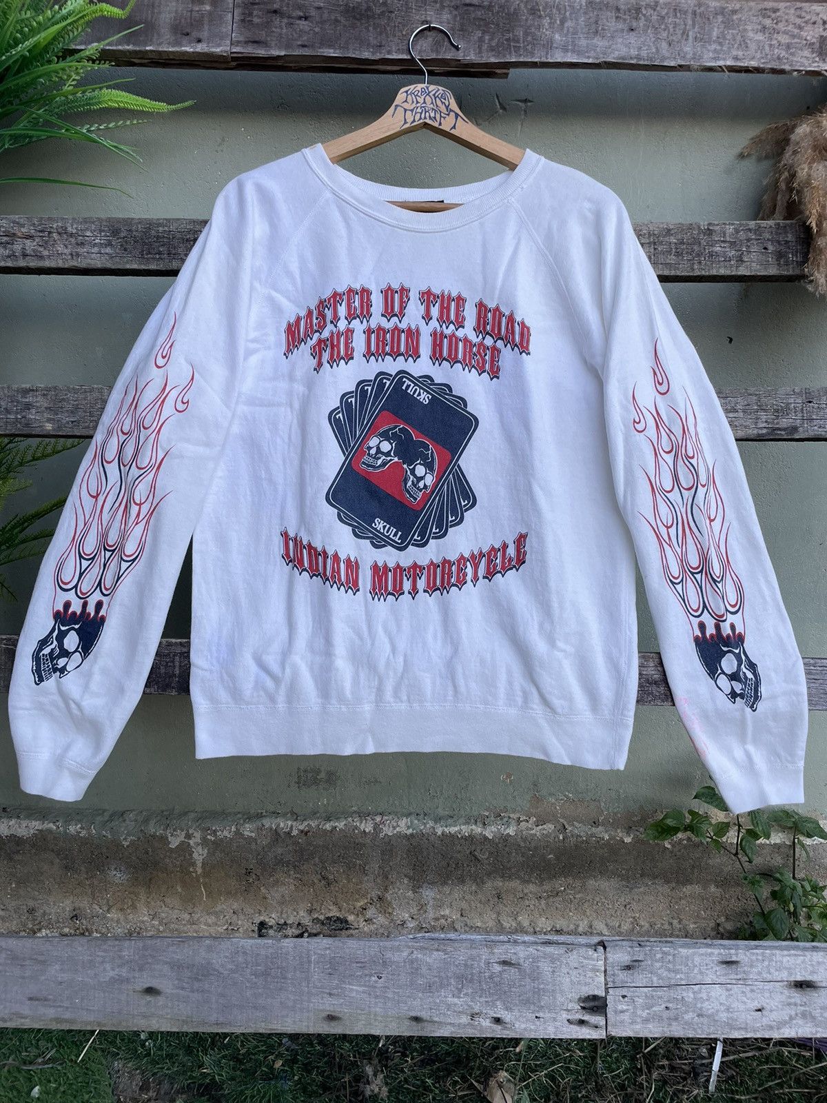 Indian Motorcycle × Toyo Enterprises 💥Vintage Indian Motorcycle Skull Fire Design Long Sleeve Size US M / EU 48-50 / 2 - 1 Thumbnail