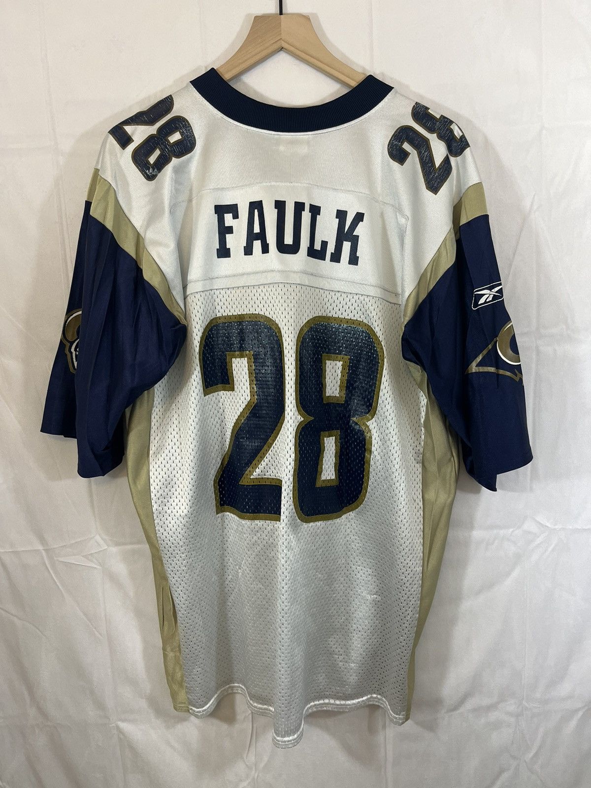 Reebok St Louis Rams Marshall Faulk Distressed Faded NFL Jersey Size US L / EU 52-54 / 3 - 1 Thumbnail