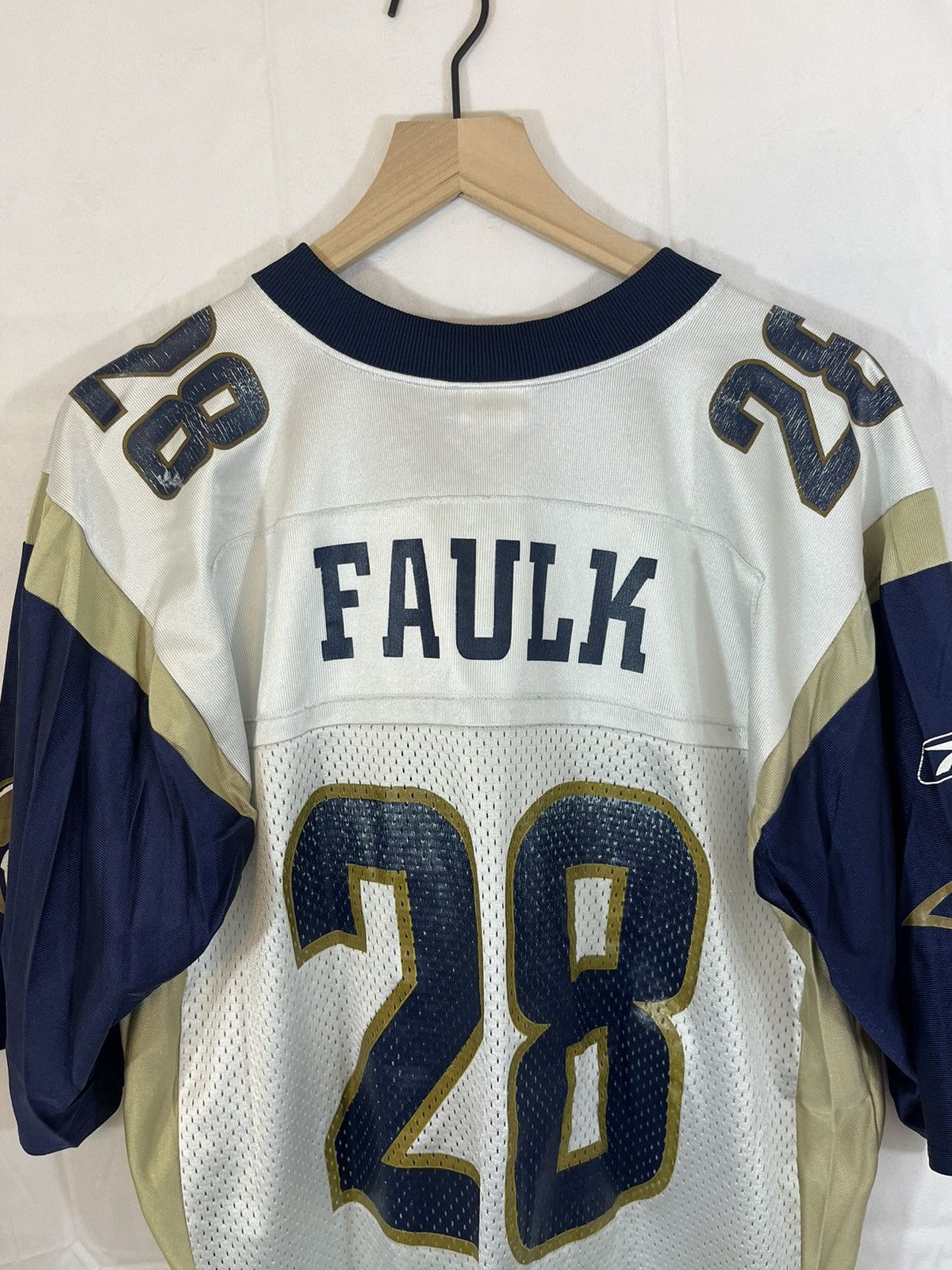 Reebok St Louis Rams Marshall Faulk Distressed Faded NFL Jersey Size US L / EU 52-54 / 3 - 11 Thumbnail