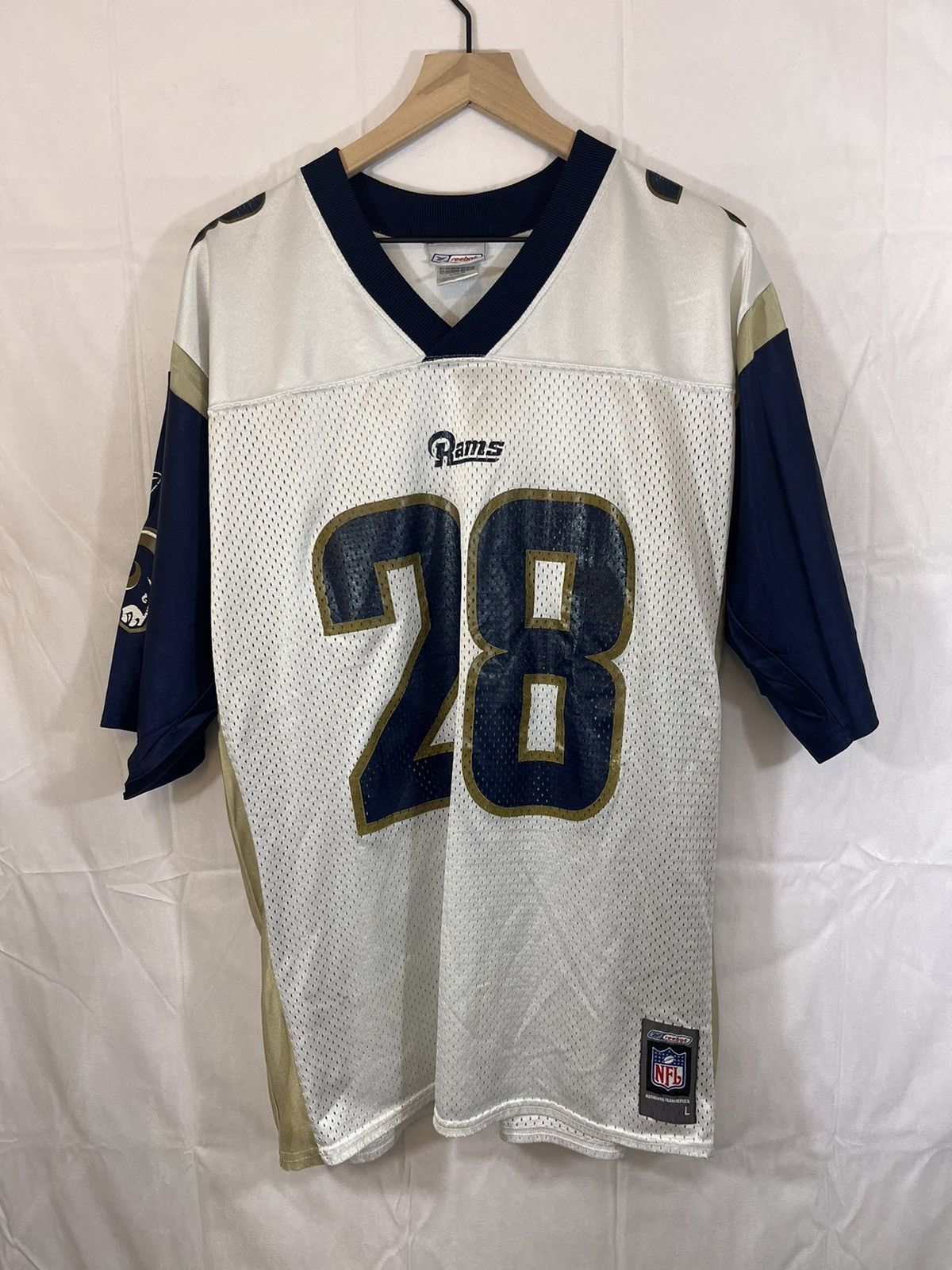 Reebok St Louis Rams Marshall Faulk Distressed Faded NFL Jersey Size US L / EU 52-54 / 3 - 2 Thumbnail