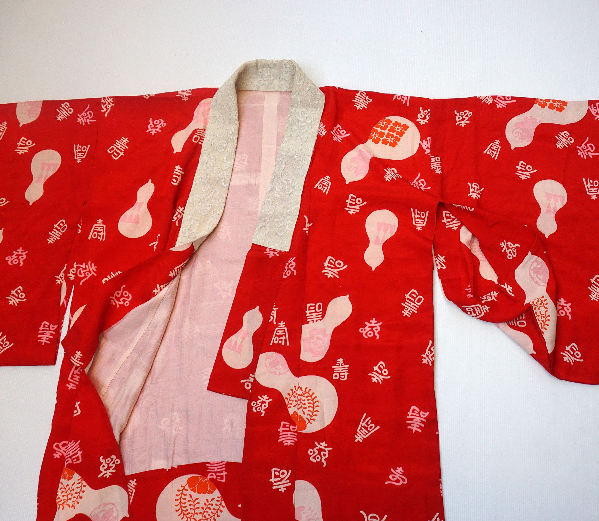 Japanese Brand × Vintage Bright Red Long KIMONO Size XL / US 12-14 / IT 48-50 - 4 Thumbnail