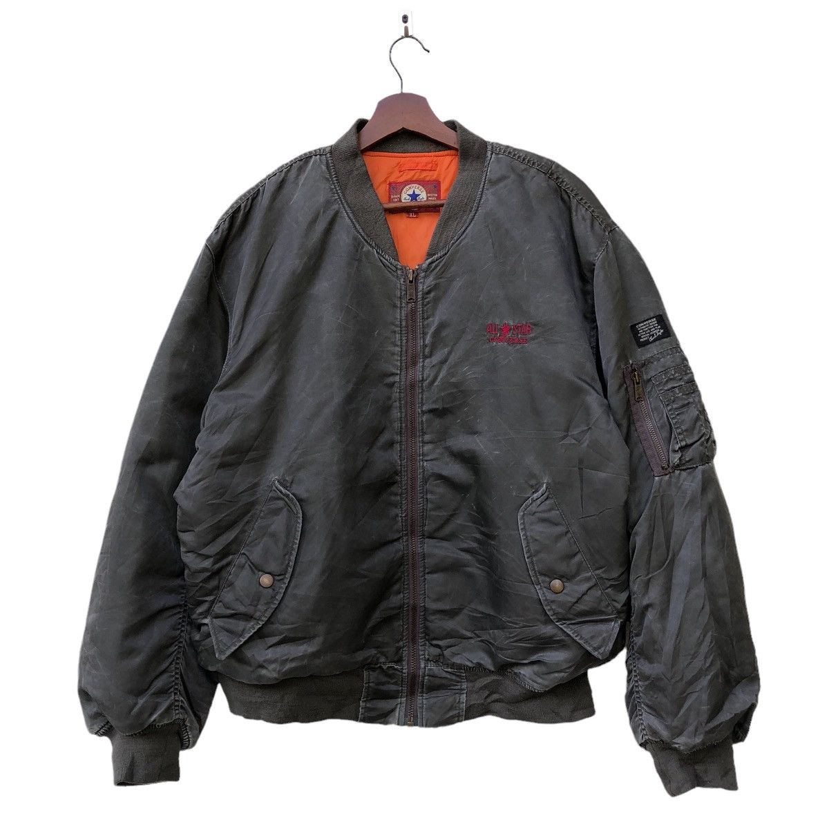 image of Bomber Jacket x Converse Vintage Converse Bomber Flight Jacket in Grey, Men's (Size XL)