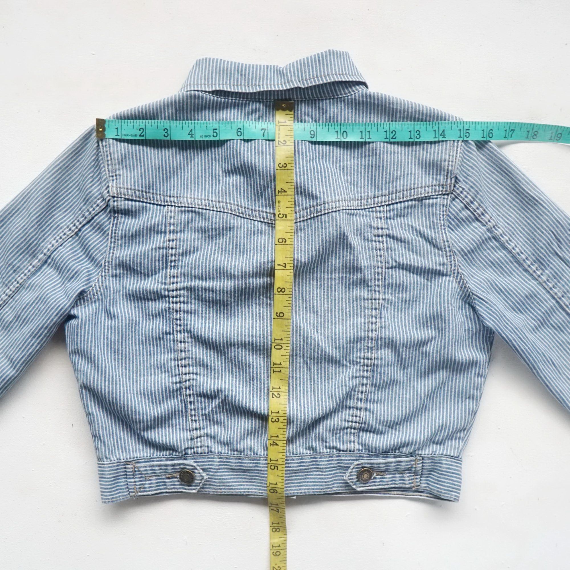 Other I LOVE H81 Hickory Striped Crop Denim Jacket Size M / US 6-8 / IT 42-44 - 11 Thumbnail