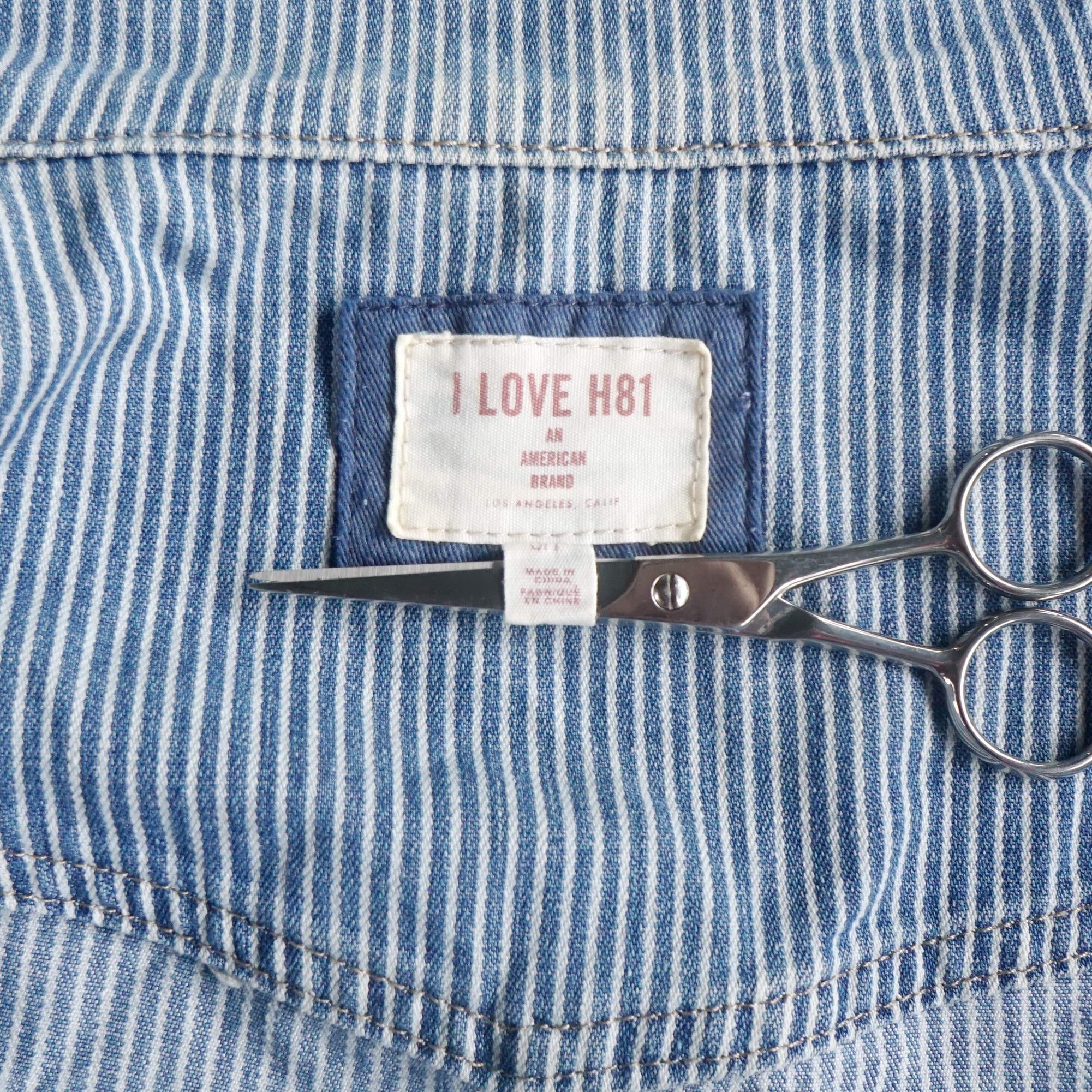 Other I LOVE H81 Hickory Striped Crop Denim Jacket Size M / US 6-8 / IT 42-44 - 8 Thumbnail