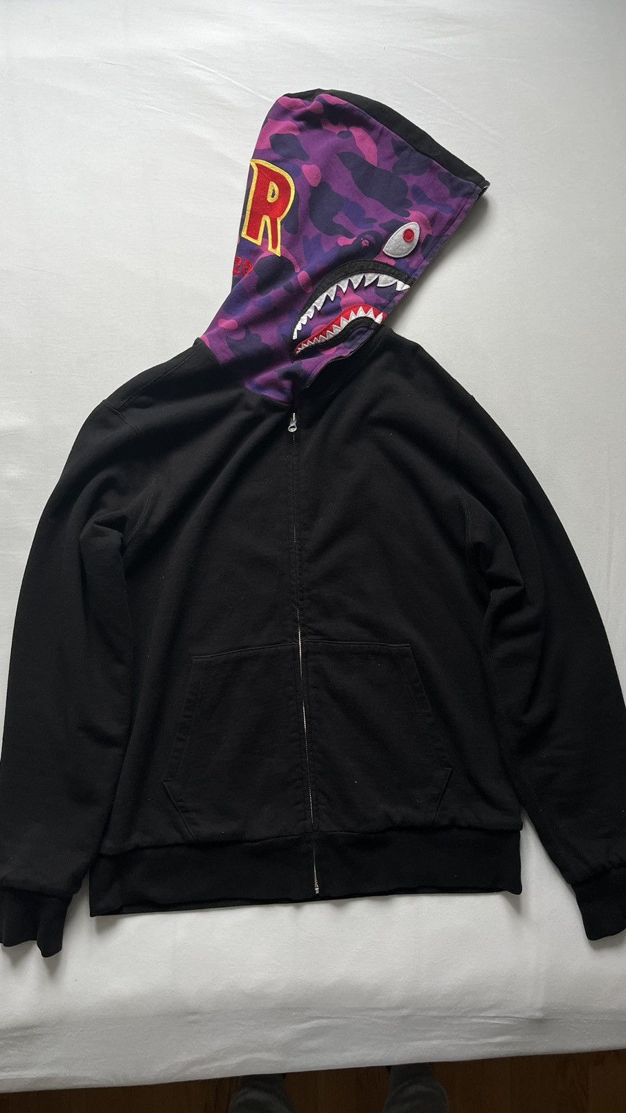 Black and purple bape hoodie sale