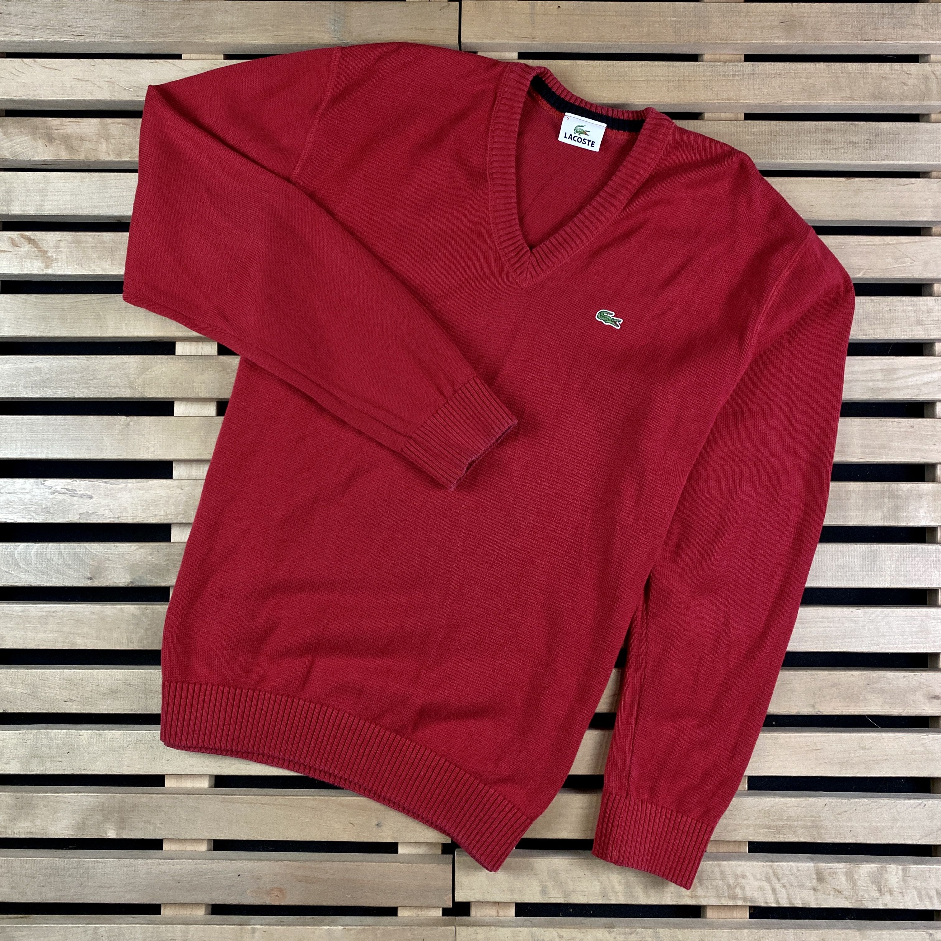 Lacoste × Vintage Mens Sweater Long Sleeve Lacoste Vintage V Neck Size 5\M Size US M / EU 48-50 / 2 - 1 Thumbnail