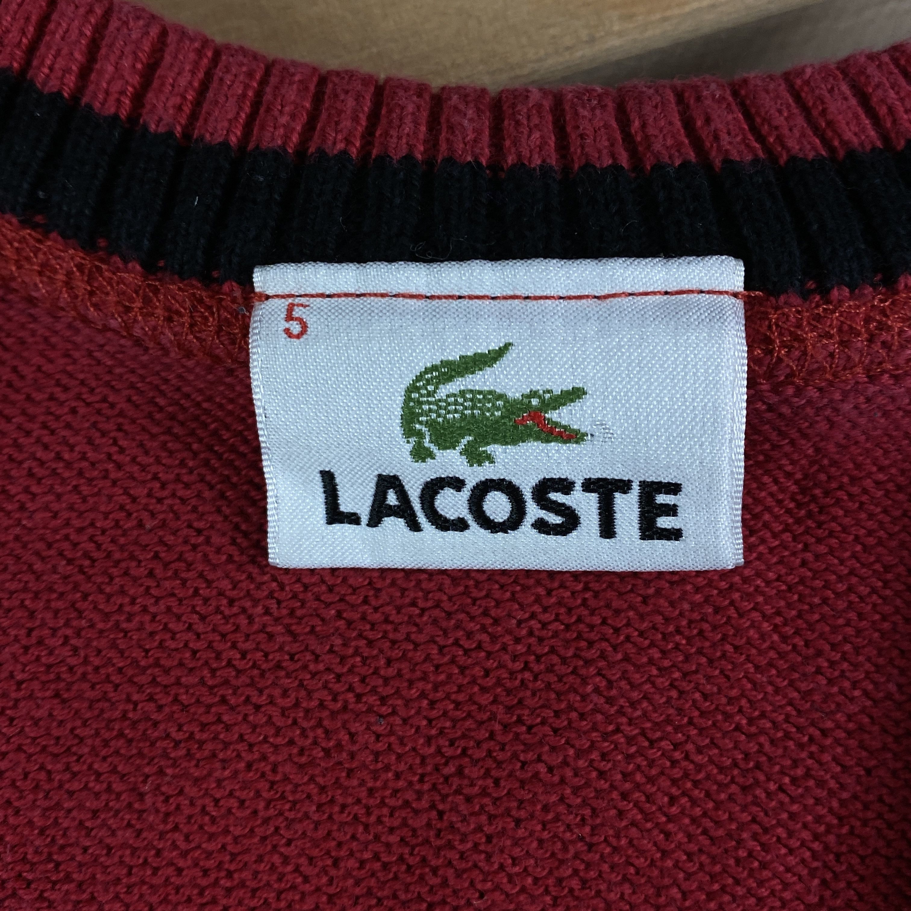 Lacoste × Vintage Mens Sweater Long Sleeve Lacoste Vintage V Neck Size 5\M Size US M / EU 48-50 / 2 - 4 Thumbnail