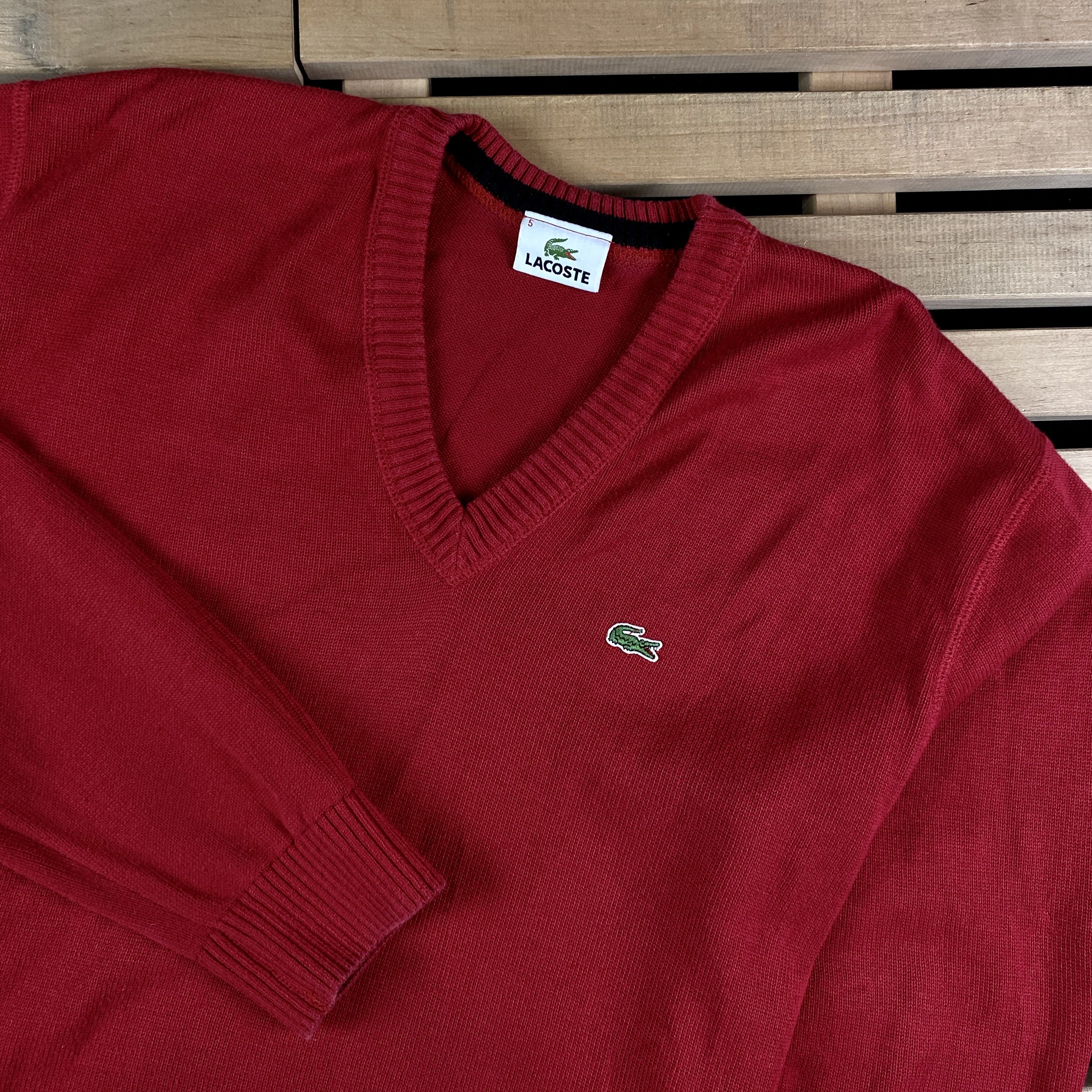 Lacoste × Vintage Mens Sweater Long Sleeve Lacoste Vintage V Neck Size 5\M Size US M / EU 48-50 / 2 - 2 Thumbnail