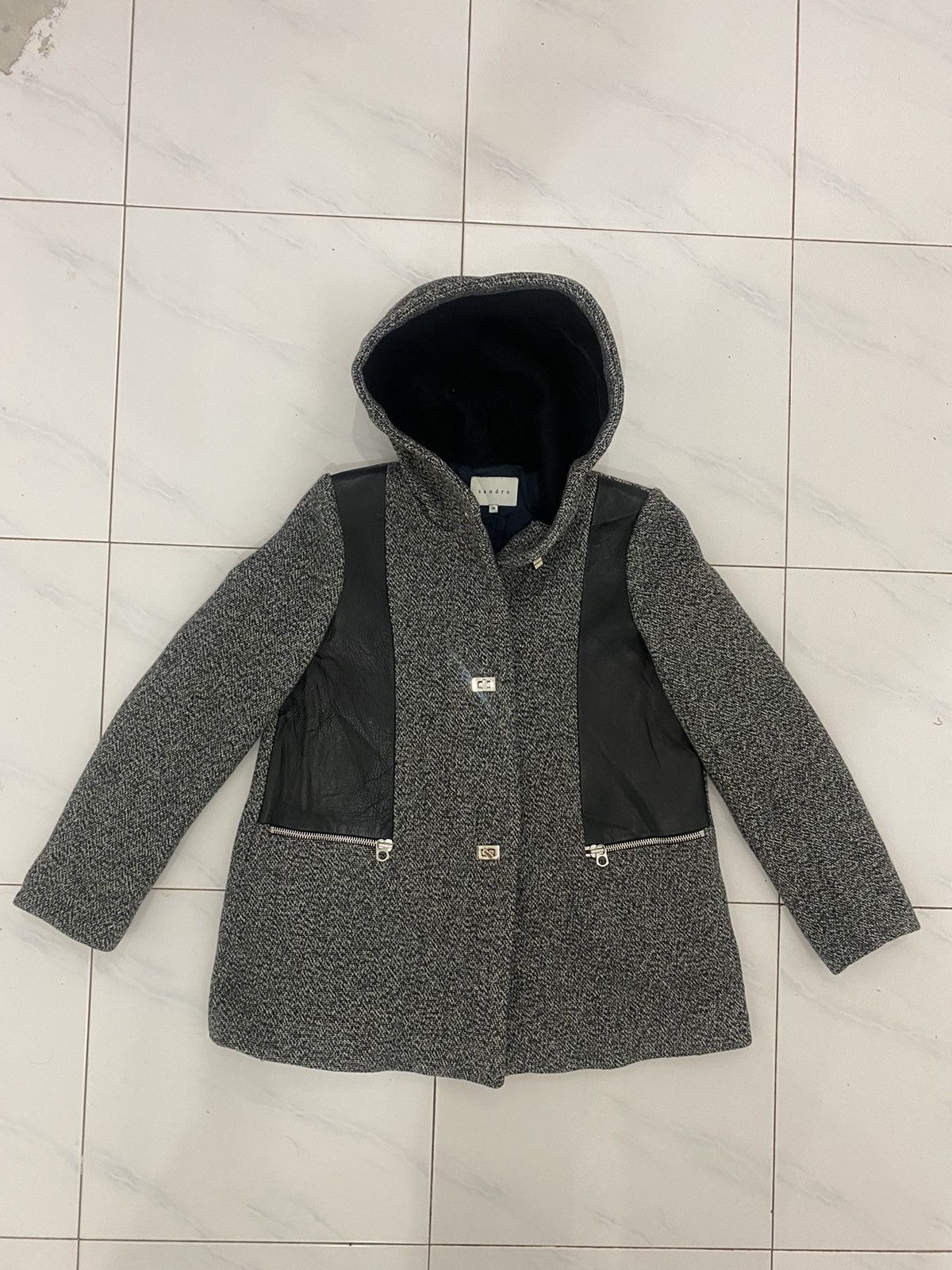 Sandro Sandro Coat Leather Hoodie Jacket Size XS / US 0-2 / IT 36-38 - 2 Thumbnail