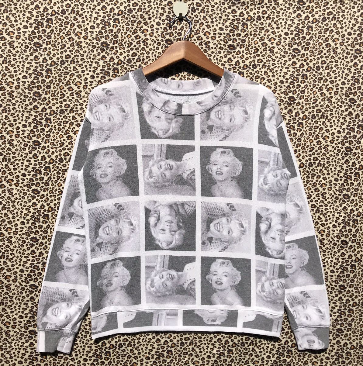 image of Vintage Stealsmarilyn Monroe American Actress Sweatshirt in White, Men's (Size Small)