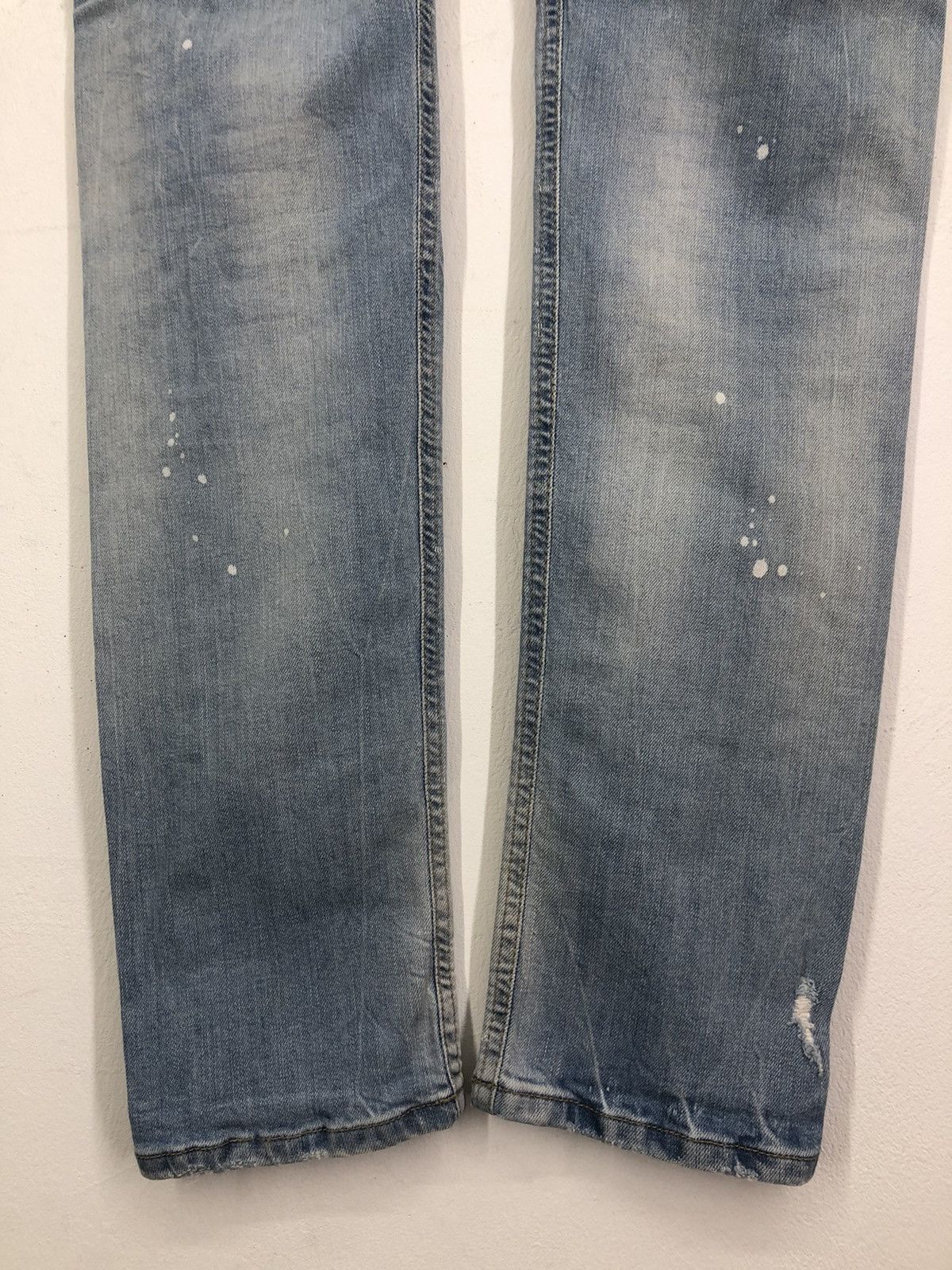 Japanese Brand PMDS Paint Splatter Ripped Skinny Faded Blue Jeans Size US 30 / EU 46 - 14 Thumbnail