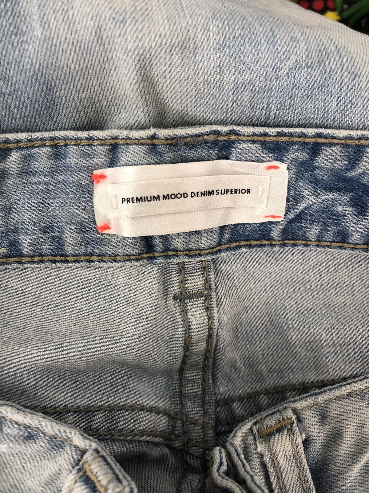 Japanese Brand PMDS Paint Splatter Ripped Skinny Faded Blue Jeans Size US 30 / EU 46 - 17 Thumbnail