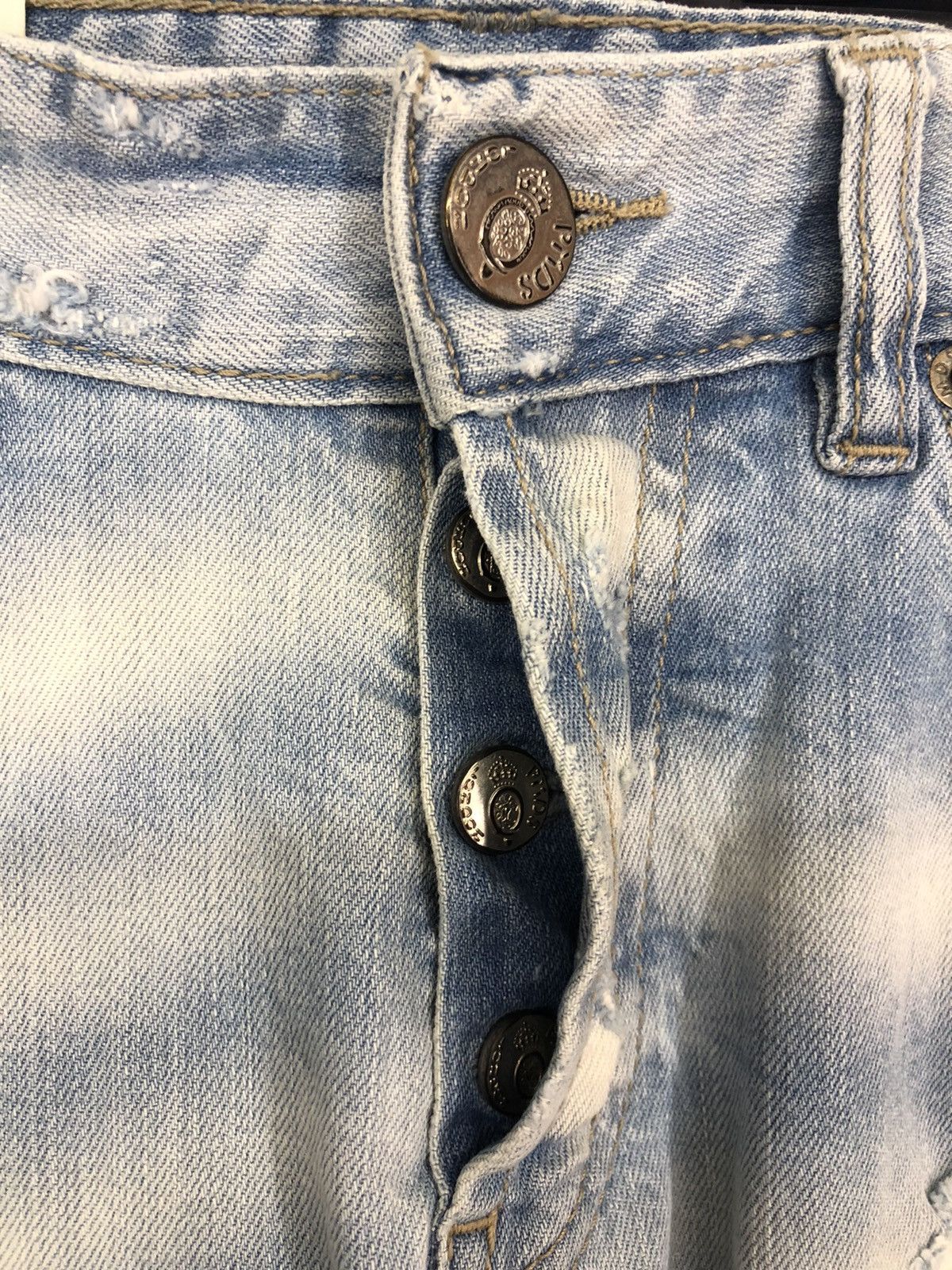 Japanese Brand PMDS Paint Splatter Ripped Skinny Faded Blue Jeans Size US 30 / EU 46 - 7 Thumbnail