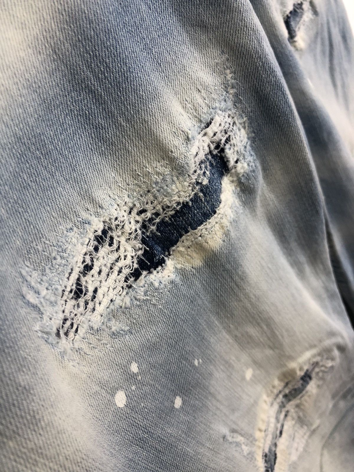 Japanese Brand PMDS Paint Splatter Ripped Skinny Faded Blue Jeans Size US 30 / EU 46 - 10 Thumbnail