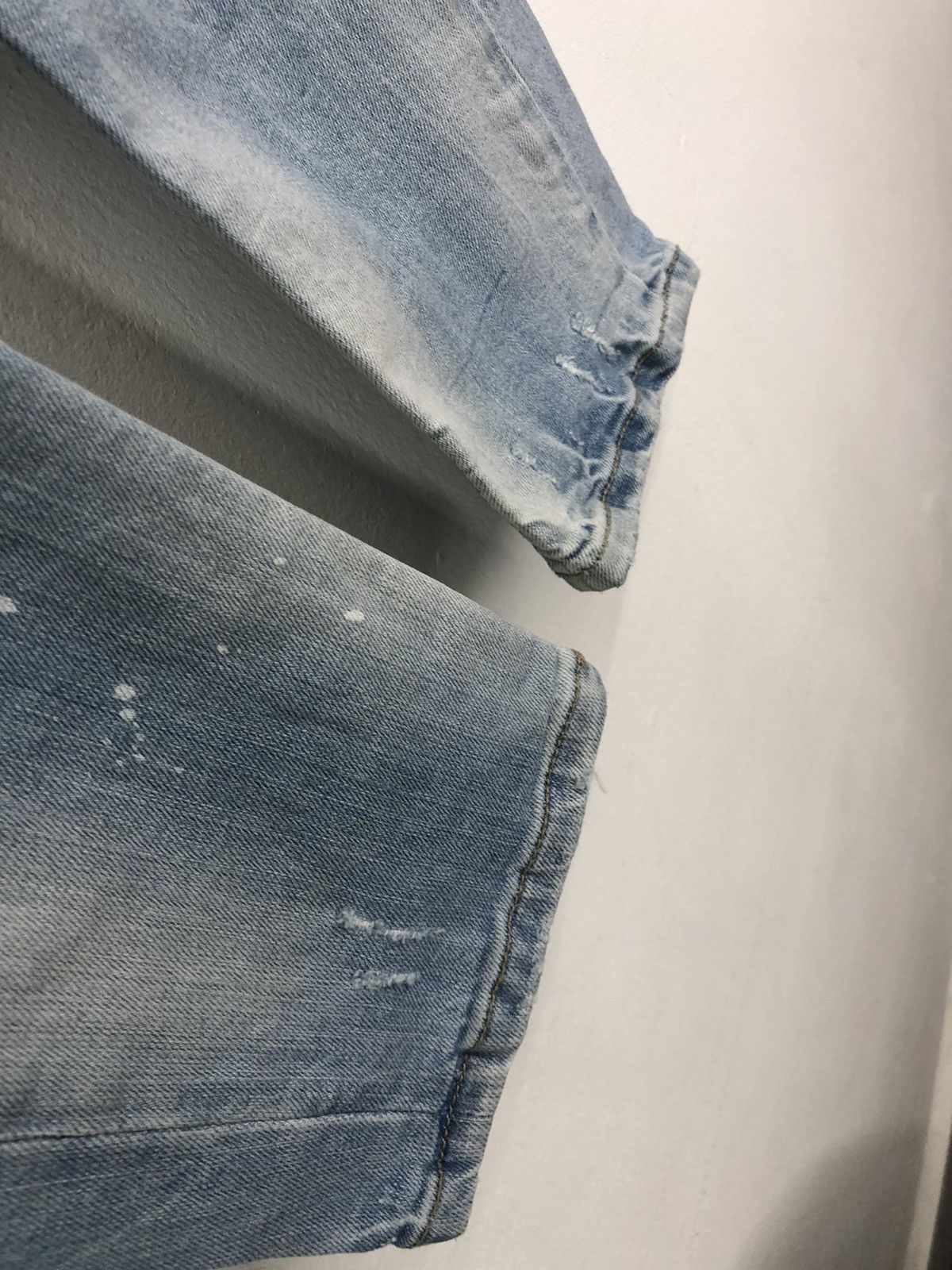 Japanese Brand PMDS Paint Splatter Ripped Skinny Faded Blue Jeans Size US 30 / EU 46 - 12 Thumbnail