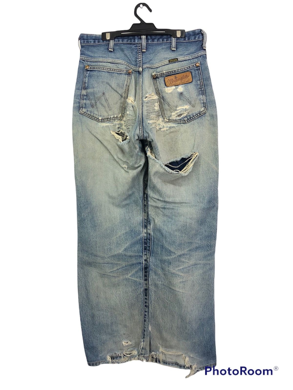 Wrangler Vintage Wrangler Distressed Thrashed Faded Blue Jeans Size US 30 / EU 46 - 2 Thumbnail