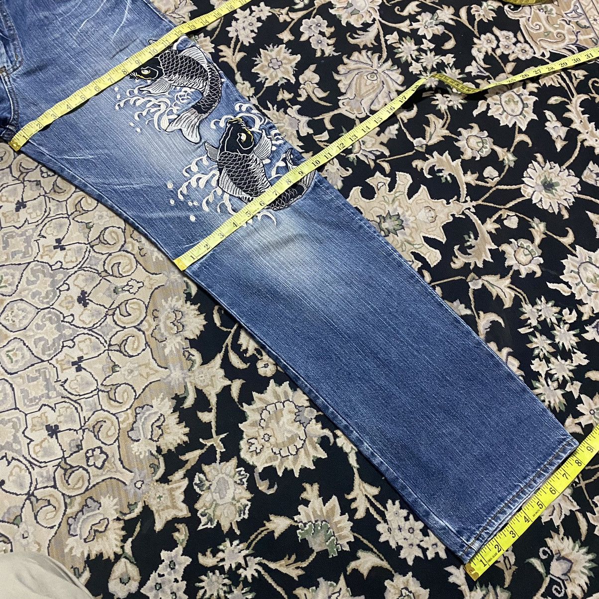 Karakuri Tamashii Japanese Traditional Denim Embroidery Fish Koi Jeans Size US 30 / EU 46 - 20 Thumbnail