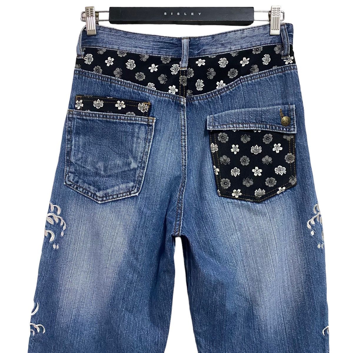 Karakuri Tamashii Japanese Traditional Denim Embroidery Fish Koi Jeans Size US 30 / EU 46 - 10 Thumbnail
