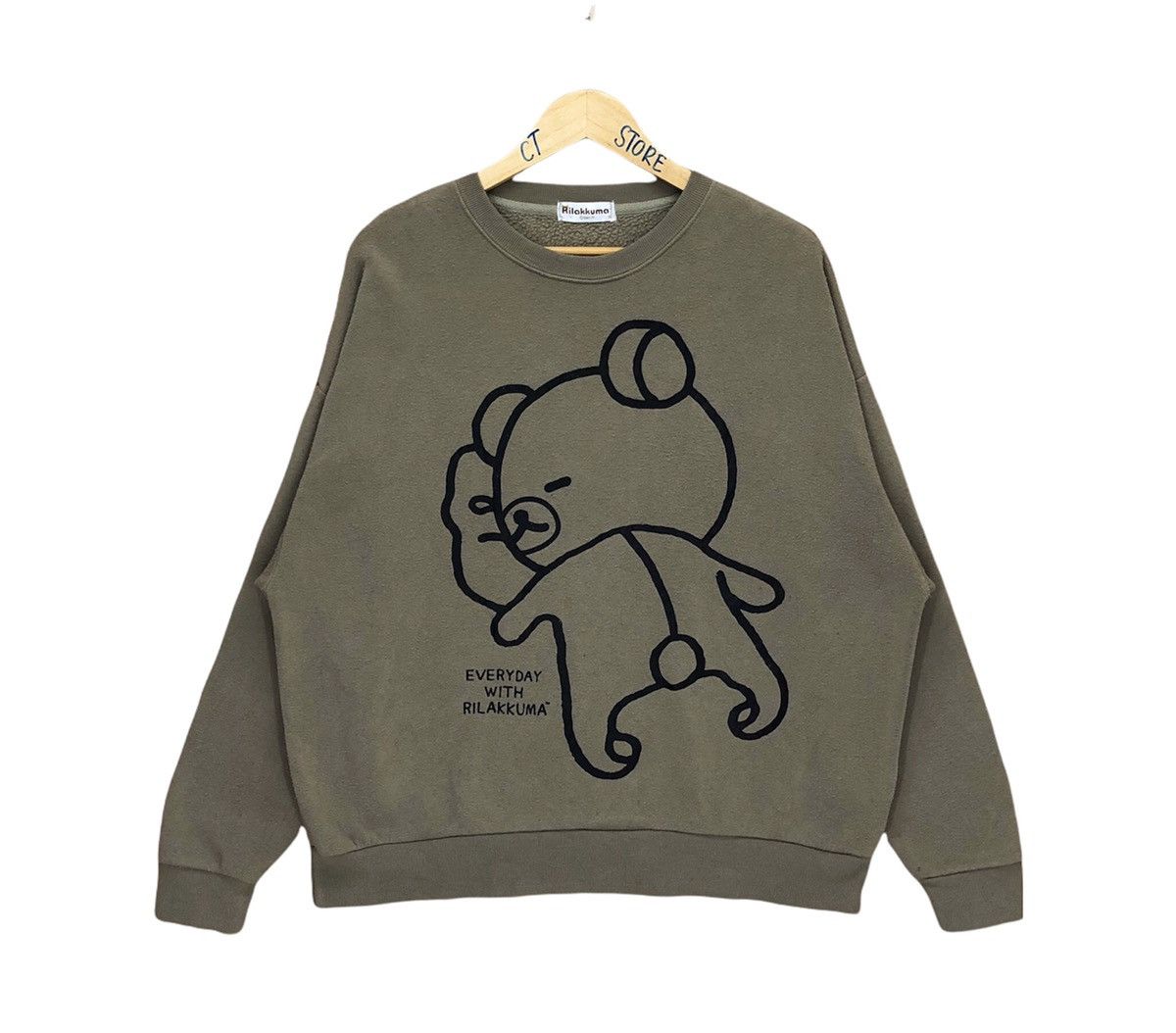image of Anima Anime Rilakkuma Big Print Sweatshirt Crewneck in Brown, Men's (Size Large)