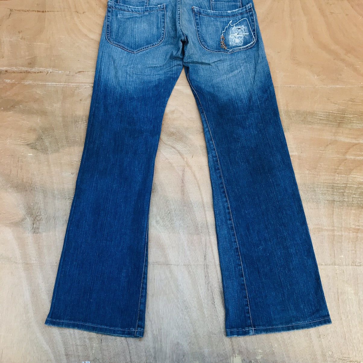 Japanese Brand Flare💥E-Division distressed denim waist 31 inch men Size US 30 / EU 46 - 6 Thumbnail