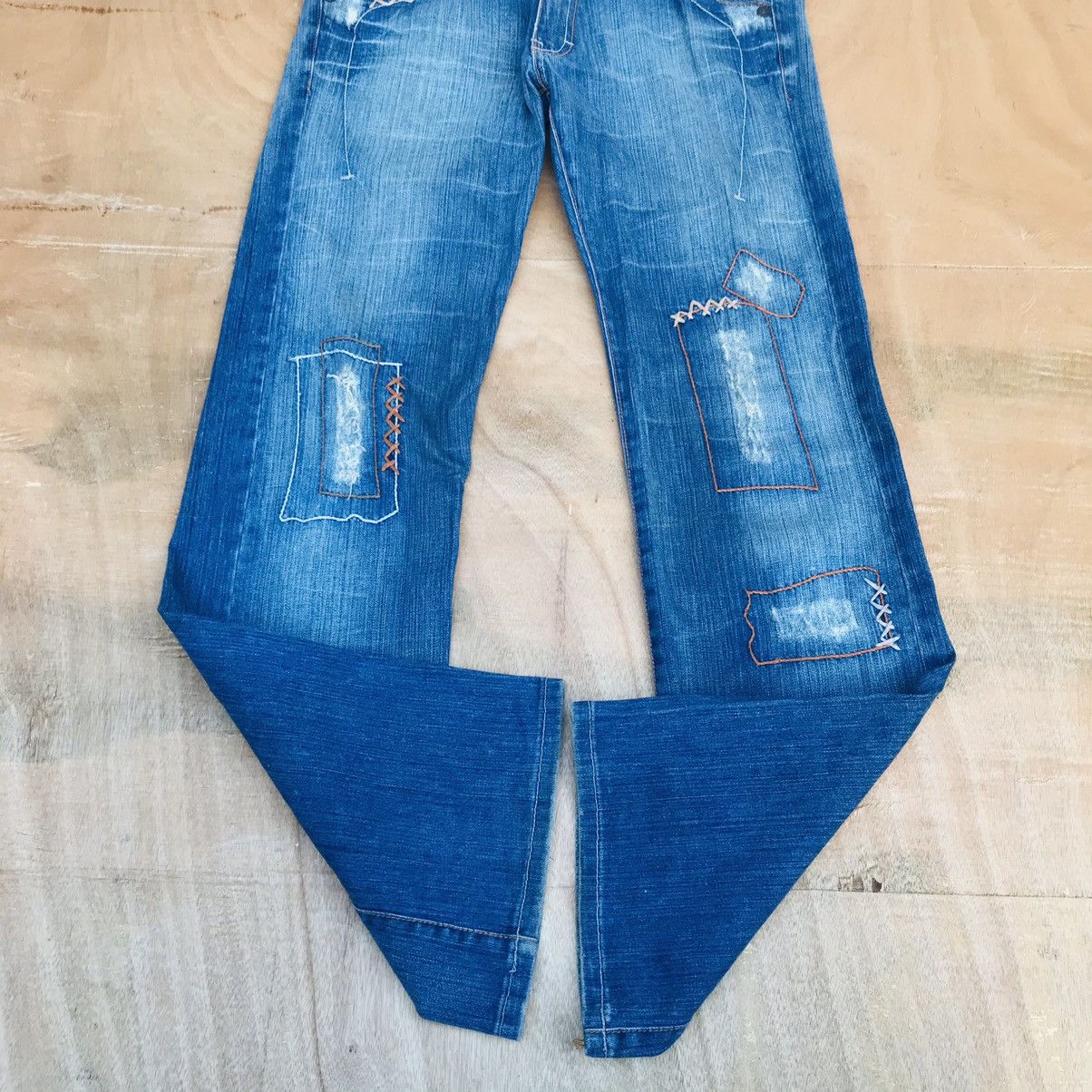 Japanese Brand Flare💥E-Division distressed denim waist 31 inch men Size US 30 / EU 46 - 5 Thumbnail