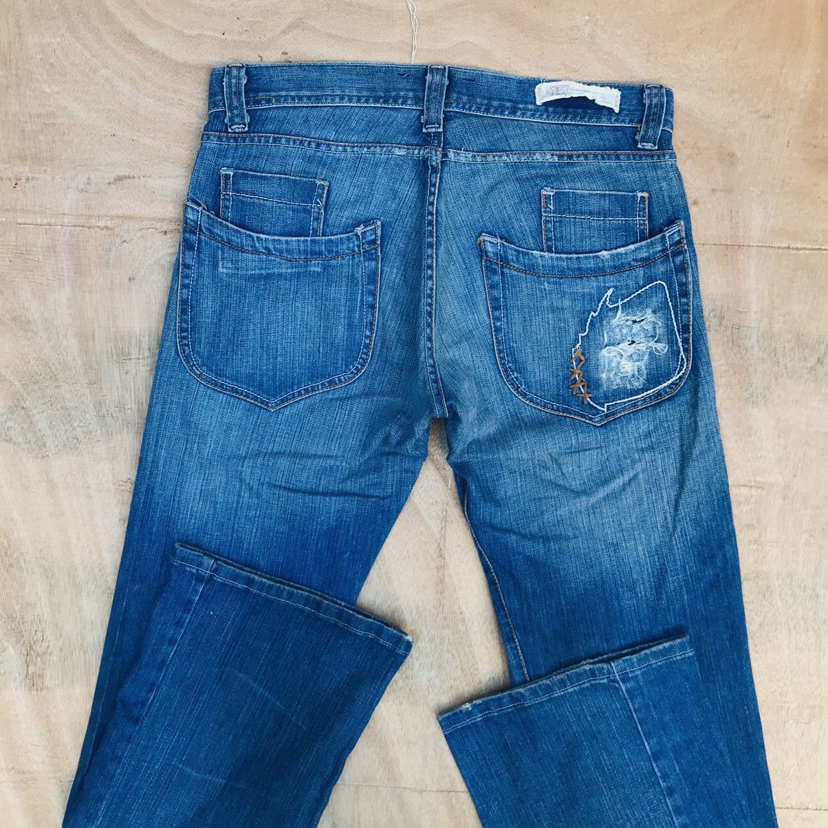 Japanese Brand Flare💥E-Division distressed denim waist 31 inch men Size US 30 / EU 46 - 7 Thumbnail