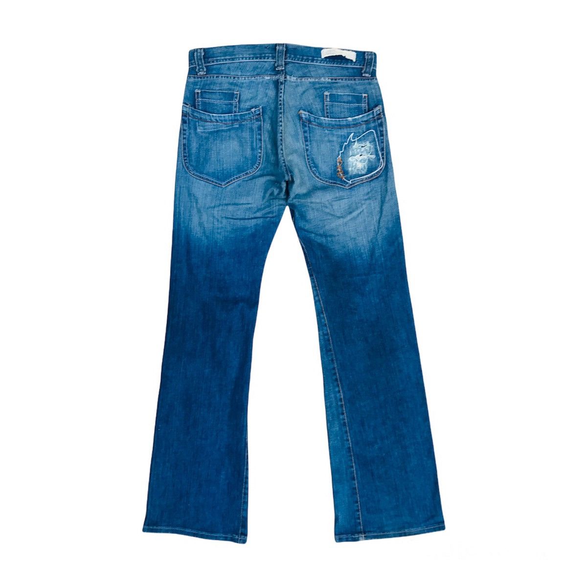 Japanese Brand Flare💥E-Division distressed denim waist 31 inch men Size US 30 / EU 46 - 2 Thumbnail