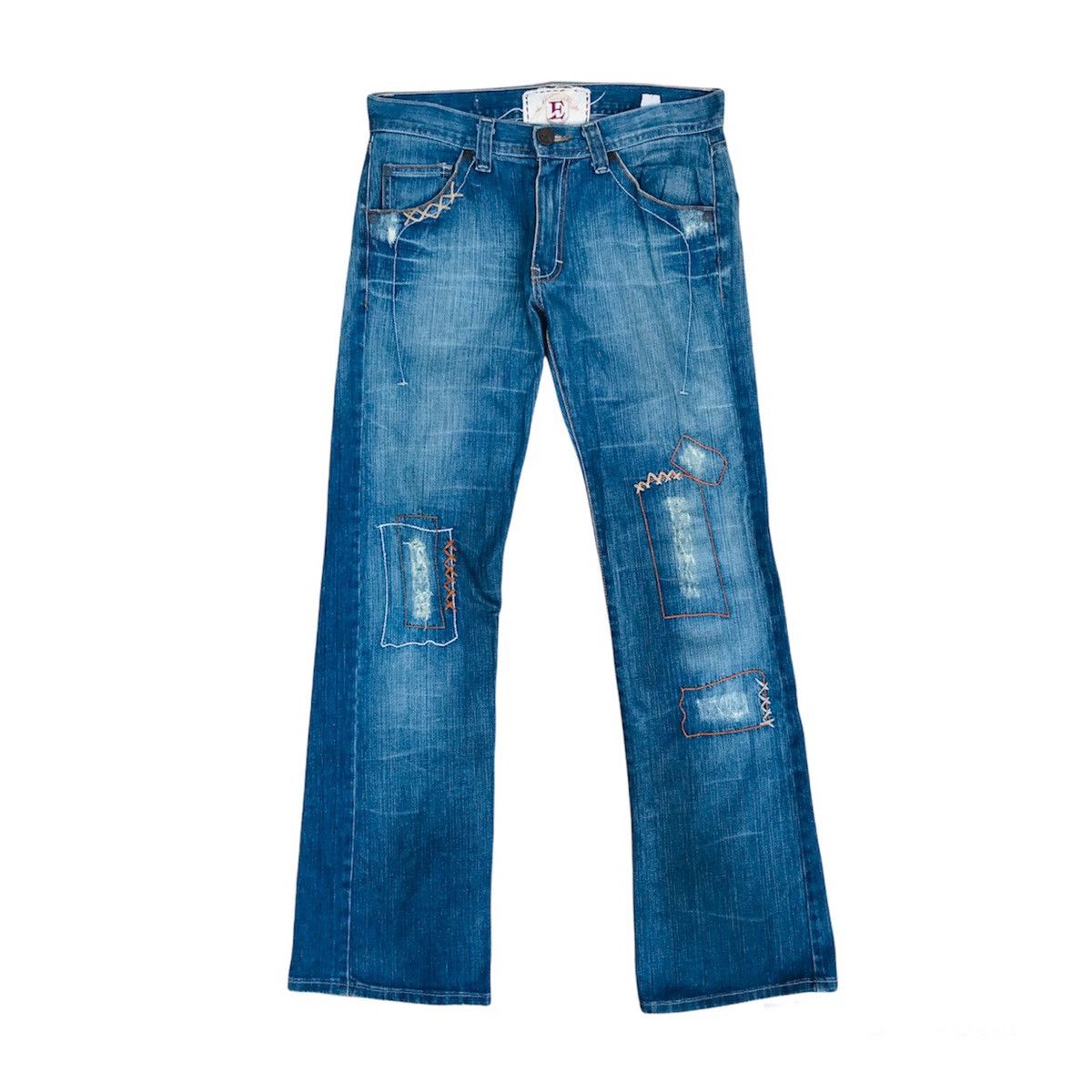 Japanese Brand Flare💥E-Division distressed denim waist 31 inch men Size US 30 / EU 46 - 1 Thumbnail