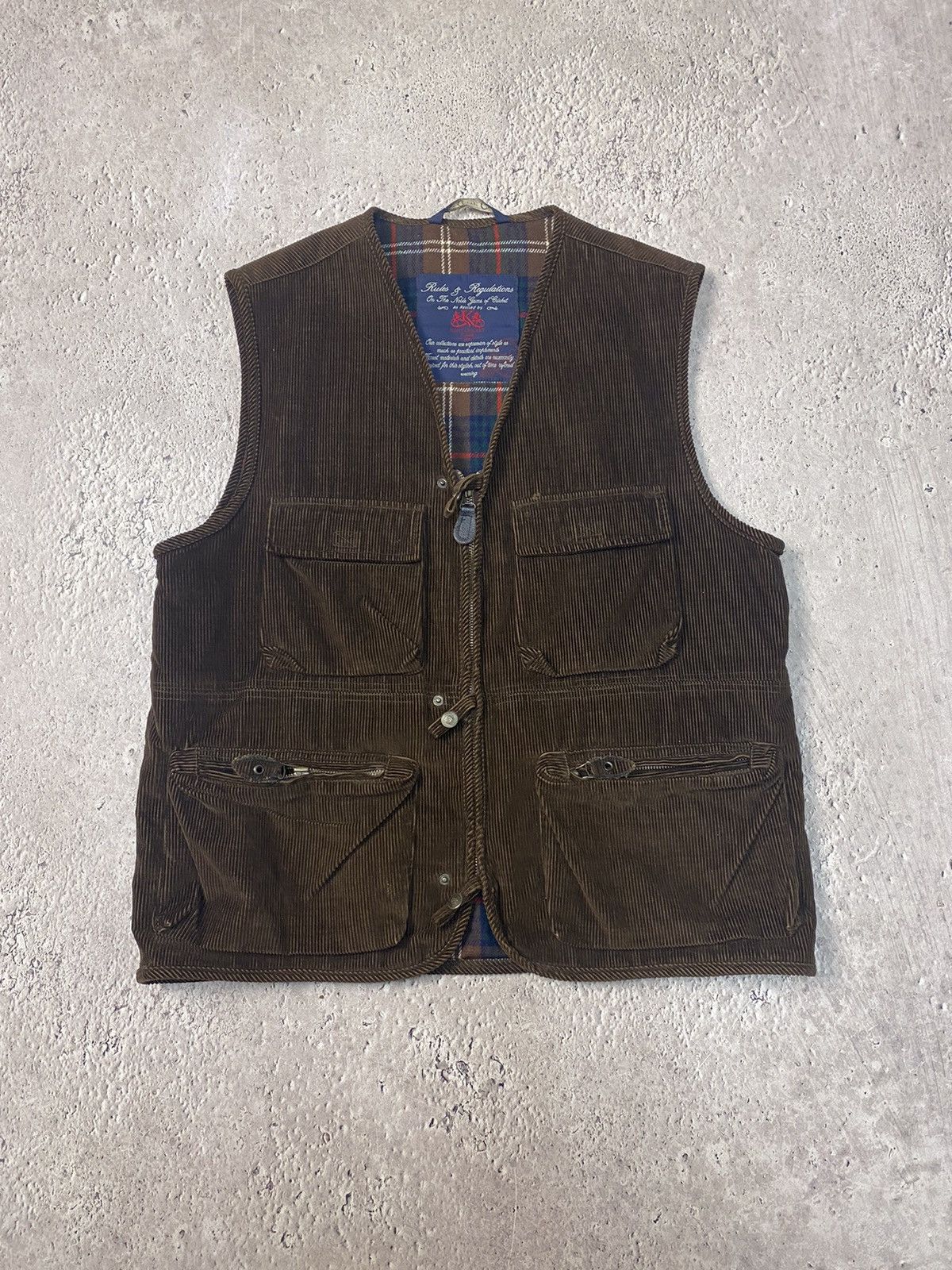 Vintage 90s velvet multipocket brown vest