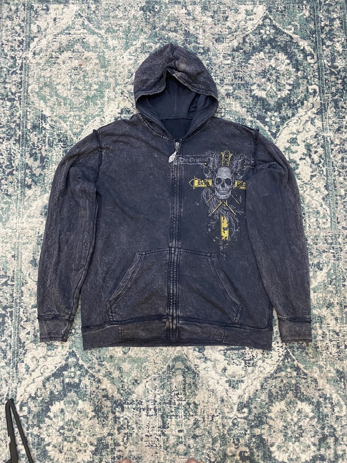 Affliction Brad Butter Skull Cross Cyber Y2K Style Zipper Hoodie Size US XL / EU 56 / 4 - 3 Thumbnail