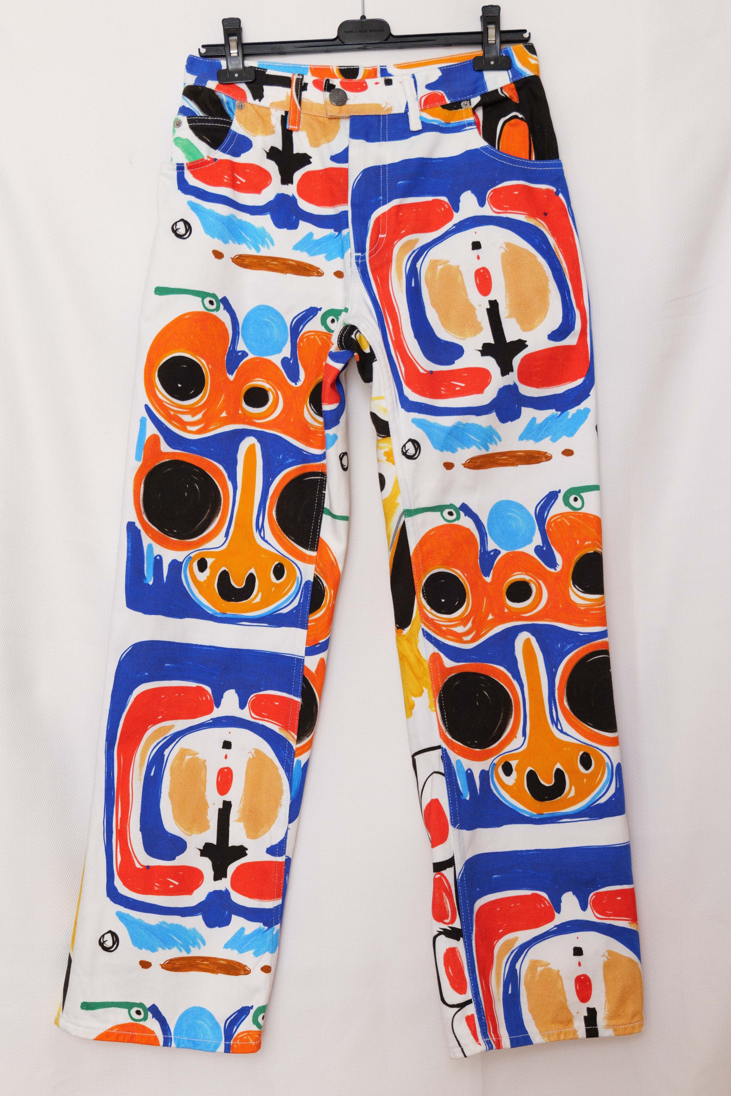 image of Charles Jeffrey Loverboy Ss21 Printed Denim Pants, Men's (Size 28)