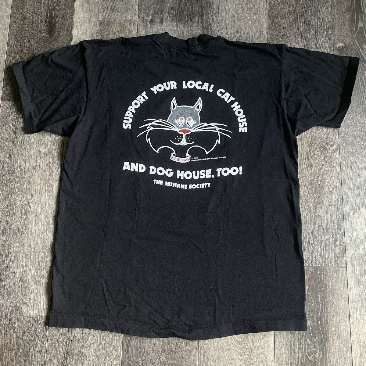 Vintage Vintage 1990s Support Your Local Cat and Dog House Logo Tee Size US L / EU 52-54 / 3 - 3 Thumbnail
