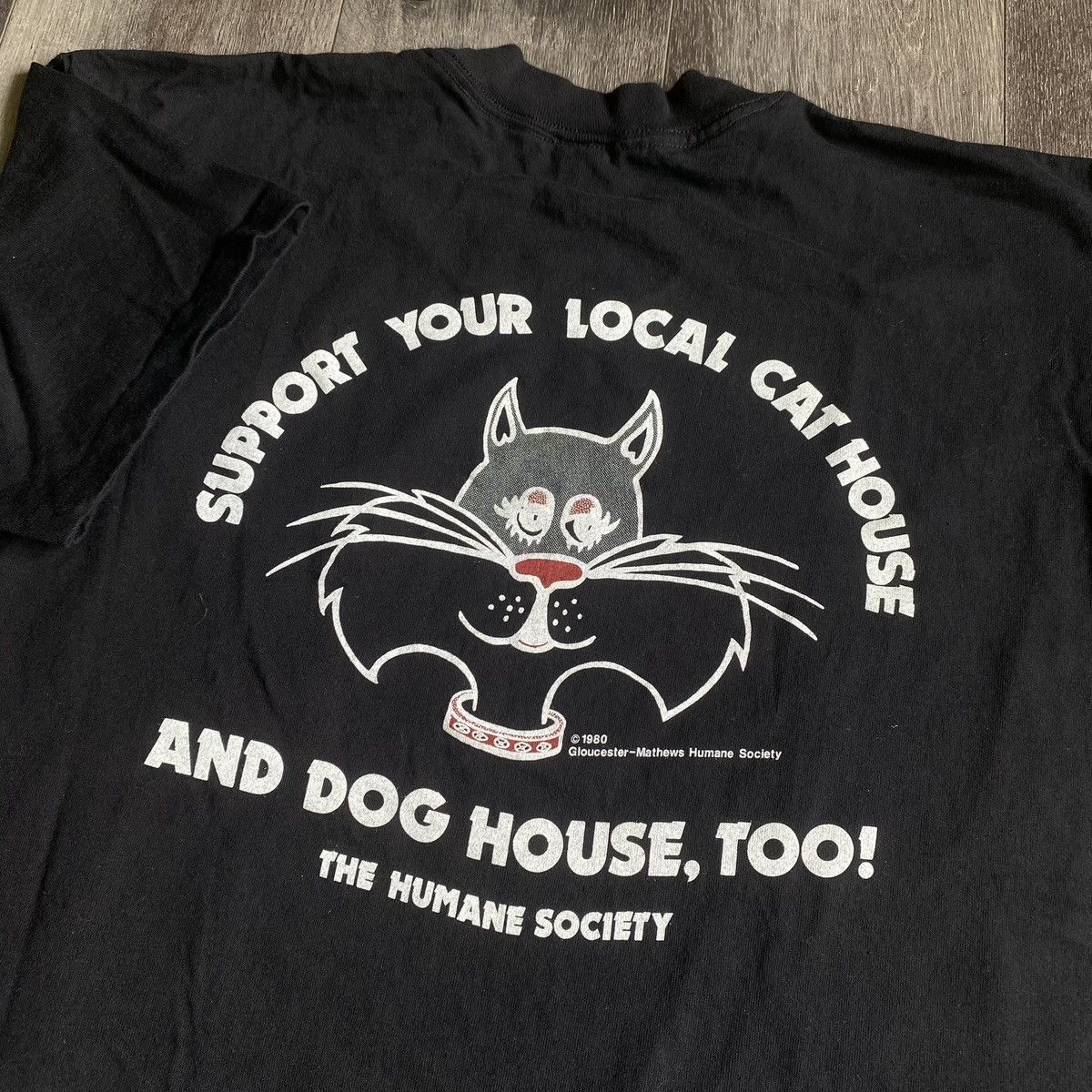 Vintage Vintage 1990s Support Your Local Cat and Dog House Logo Tee Size US L / EU 52-54 / 3 - 1 Thumbnail