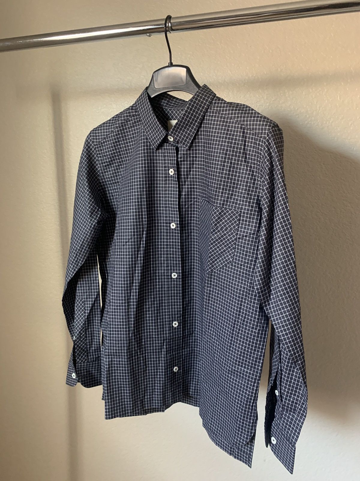 image of Billy Reid $190 Blue Stripe Button Up Long Sleeve Shirt, Men's (Size Small)