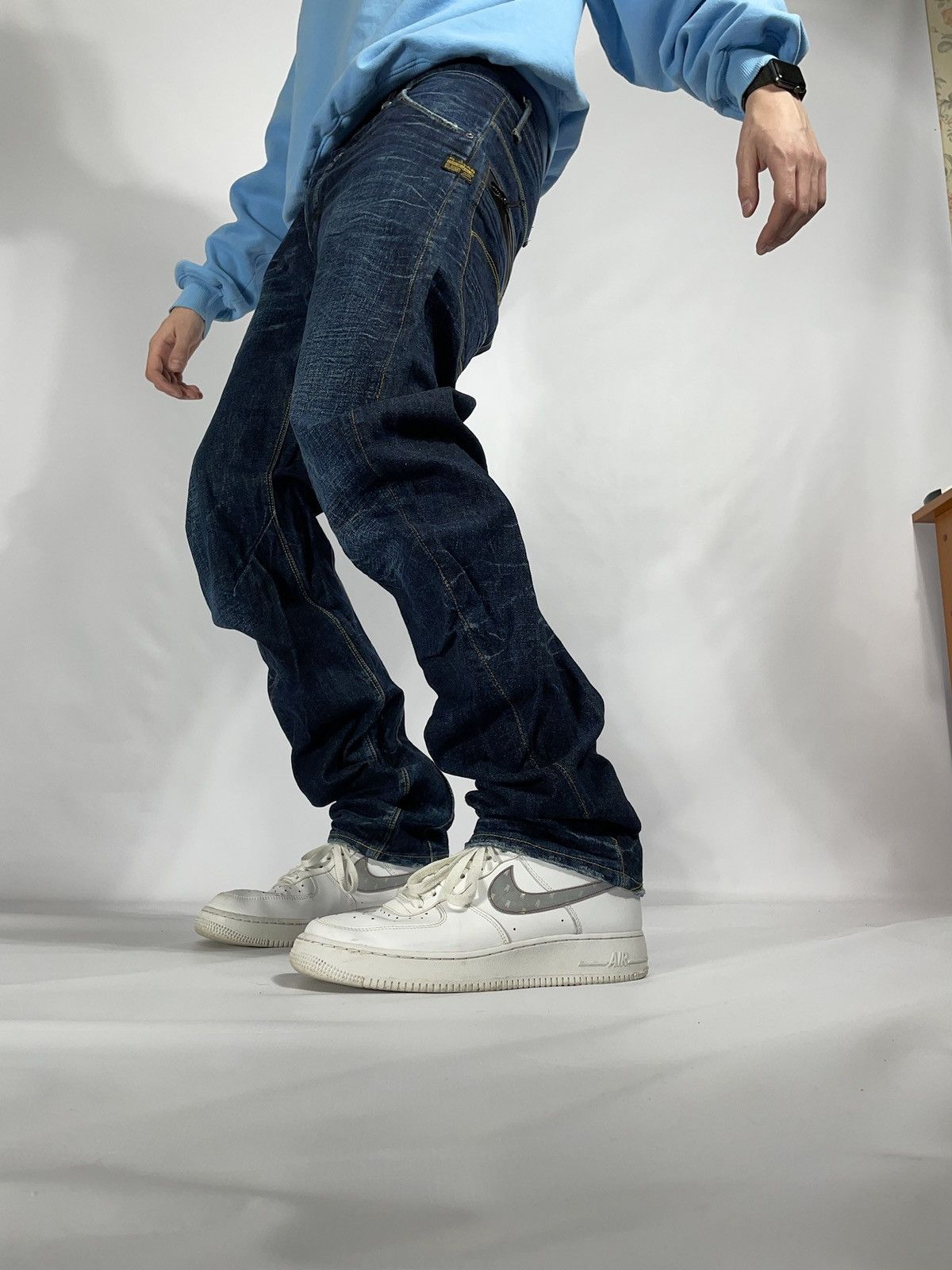 G-Star × Vintage Vintage G-star raw blue denim skinny rap banan leg jeans Size US 33 - 4 Thumbnail