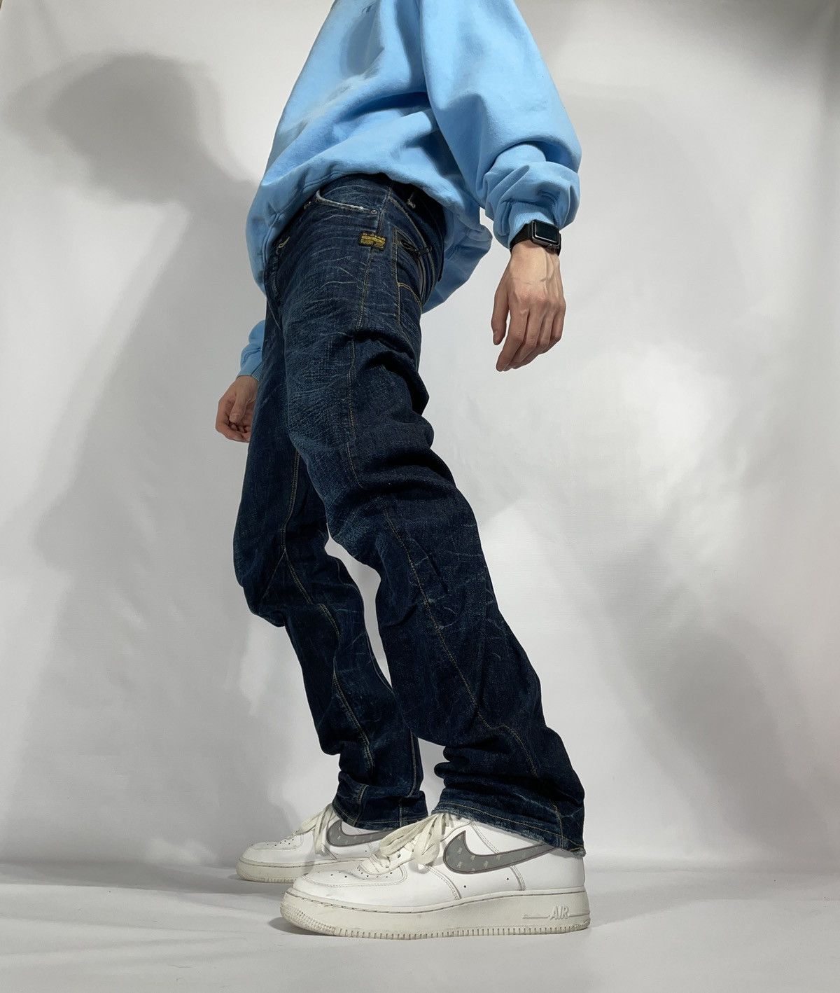 Vintage G-star raw blue denim skinny rap banan leg jeans