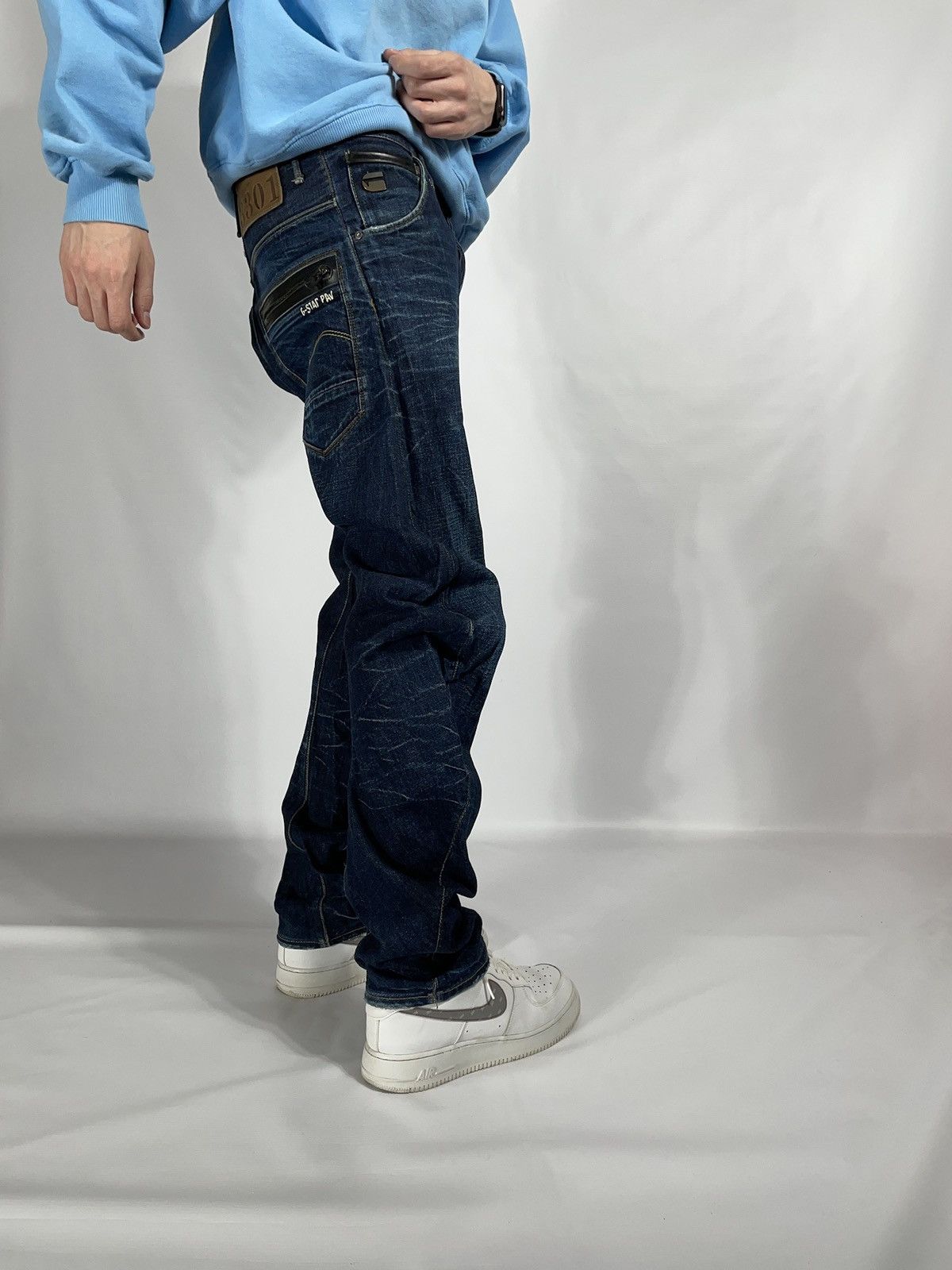G-Star × Vintage Vintage G-star raw blue denim skinny rap banan leg jeans Size US 33 - 17 Thumbnail