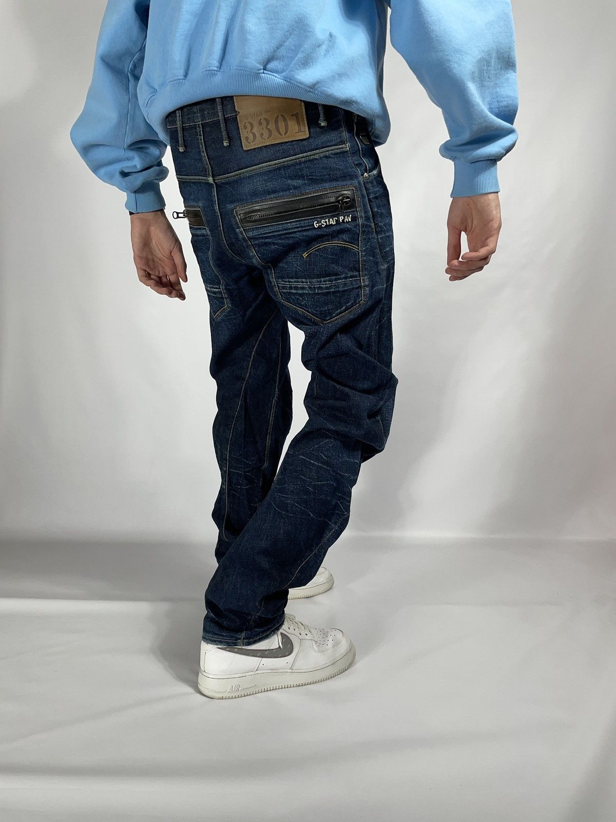 G-Star × Vintage Vintage G-star raw blue denim skinny rap banan leg jeans Size US 33 - 2 Thumbnail