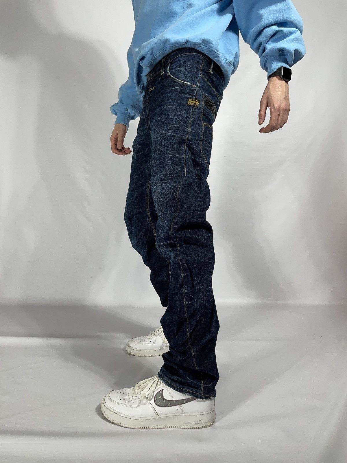 G-Star × Vintage Vintage G-star raw blue denim skinny rap banan leg jeans Size US 33 - 18 Thumbnail