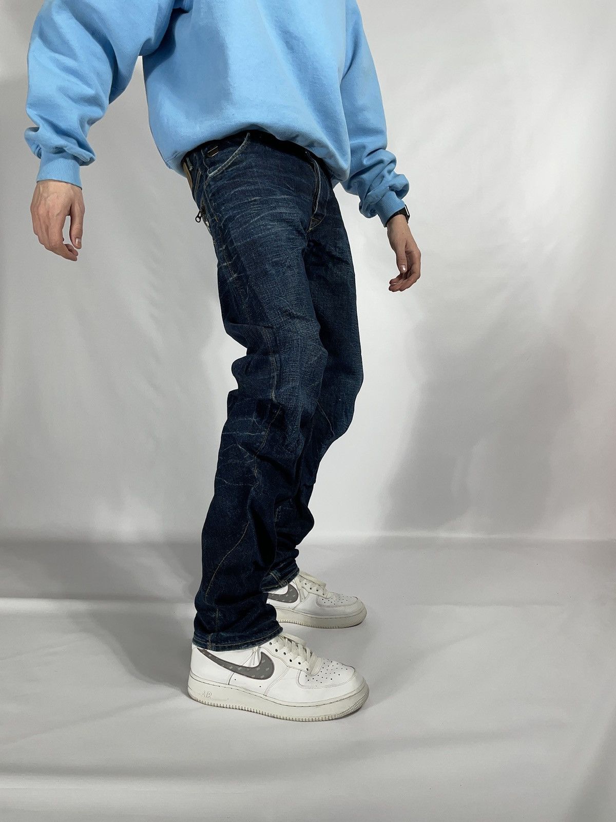 G-Star × Vintage Vintage G-star raw blue denim skinny rap banan leg jeans Size US 33 - 3 Thumbnail
