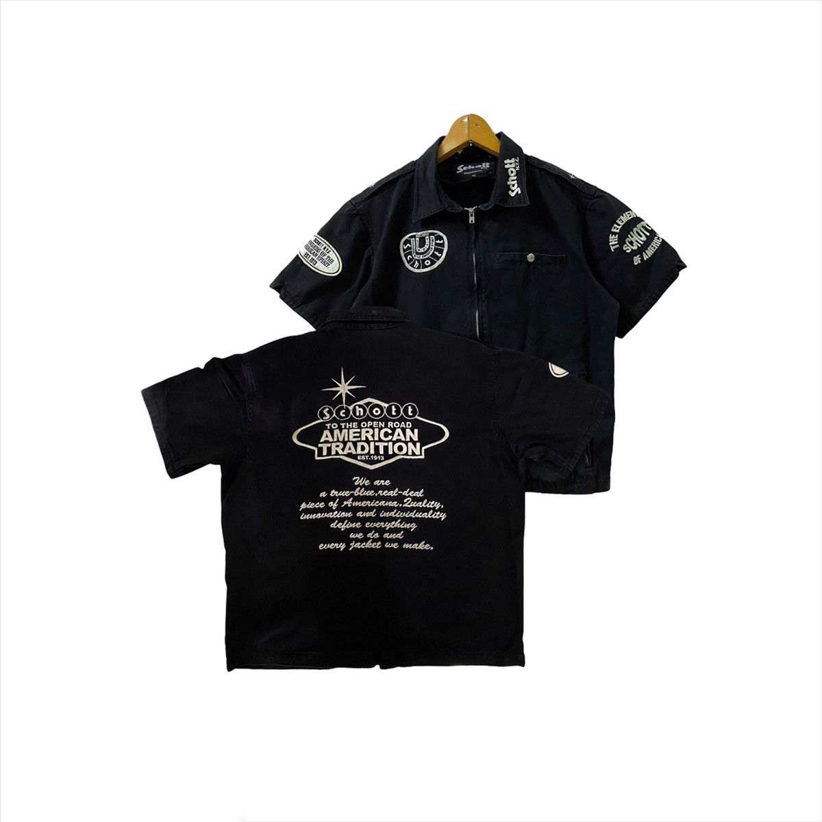 Schott × Vintage Schott Bros NYC Short Sleeve Camp Collar Shirt Size US S / EU 44-46 / 1 - 1 Thumbnail