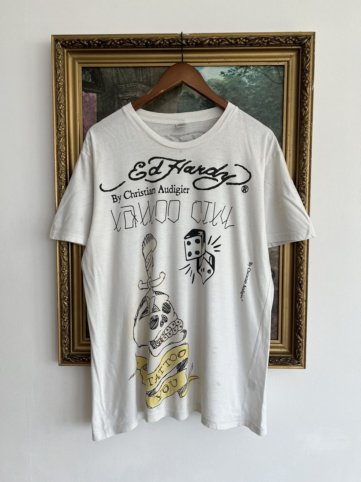 Ed Hardy Ed Hardy Christian Audigier Skull Streetwear White Tee Size US L / EU 52-54 / 3 - 1 Thumbnail