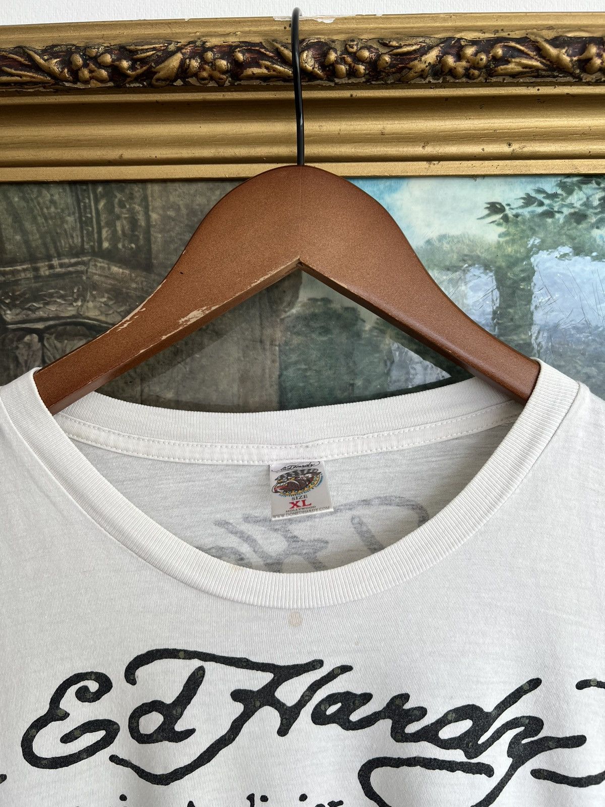 Ed Hardy Ed Hardy Christian Audigier Skull Streetwear White Tee Size US L / EU 52-54 / 3 - 9 Thumbnail