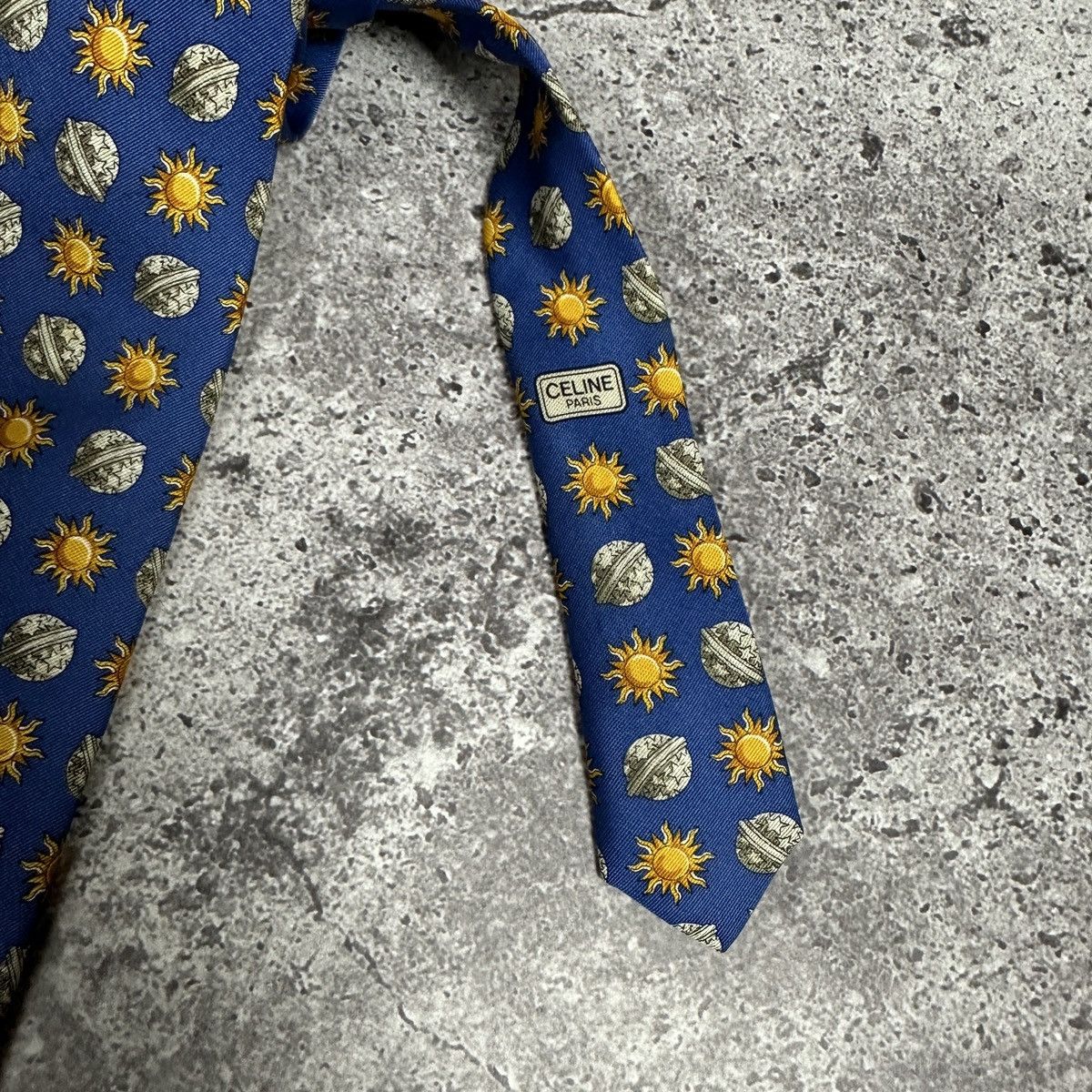 Celine Vintage 90s Celine 100% Silk Neck Tie Moon & Sun Monogram Size ONE SIZE - 3 Thumbnail