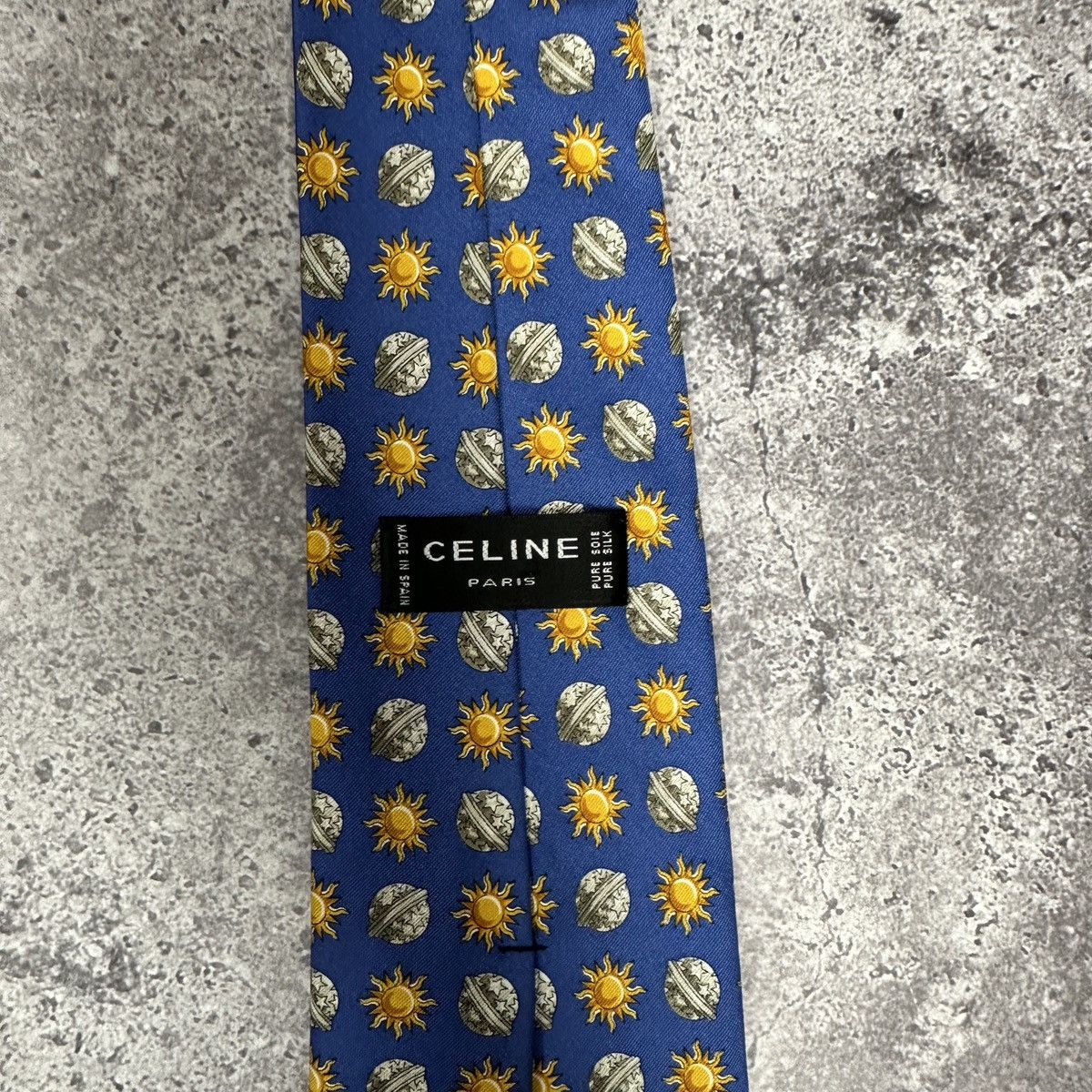 Celine Vintage 90s Celine 100% Silk Neck Tie Moon & Sun Monogram Size ONE SIZE - 6 Thumbnail