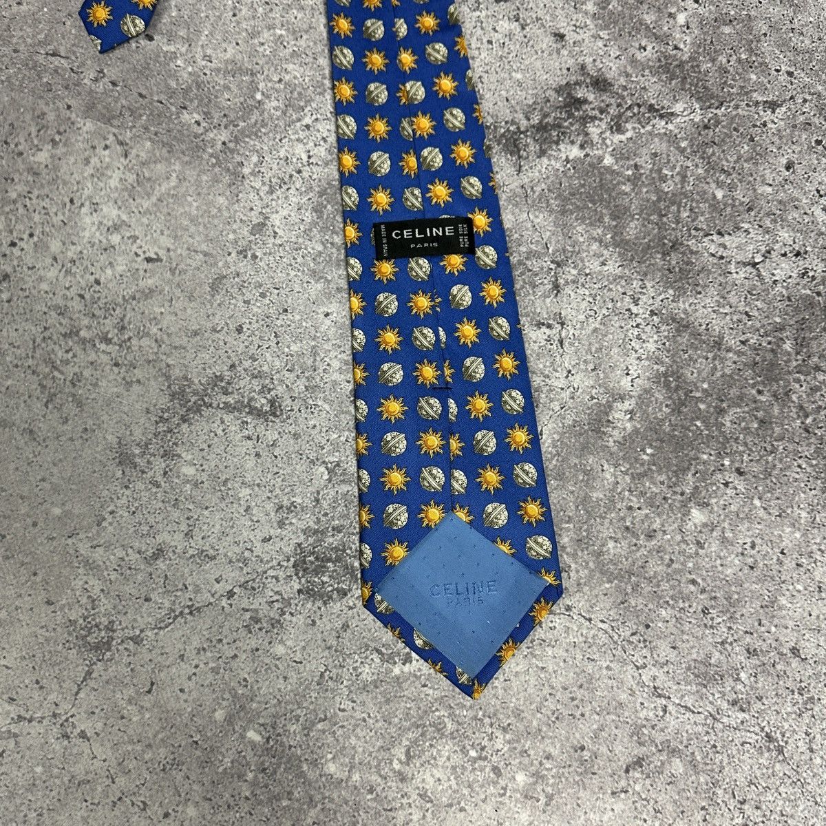 Celine Vintage 90s Celine 100% Silk Neck Tie Moon & Sun Monogram Size ONE SIZE - 5 Thumbnail