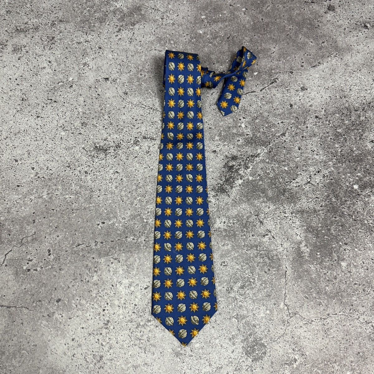 Celine Vintage 90s Celine 100% Silk Neck Tie Moon & Sun Monogram Size ONE SIZE - 4 Thumbnail